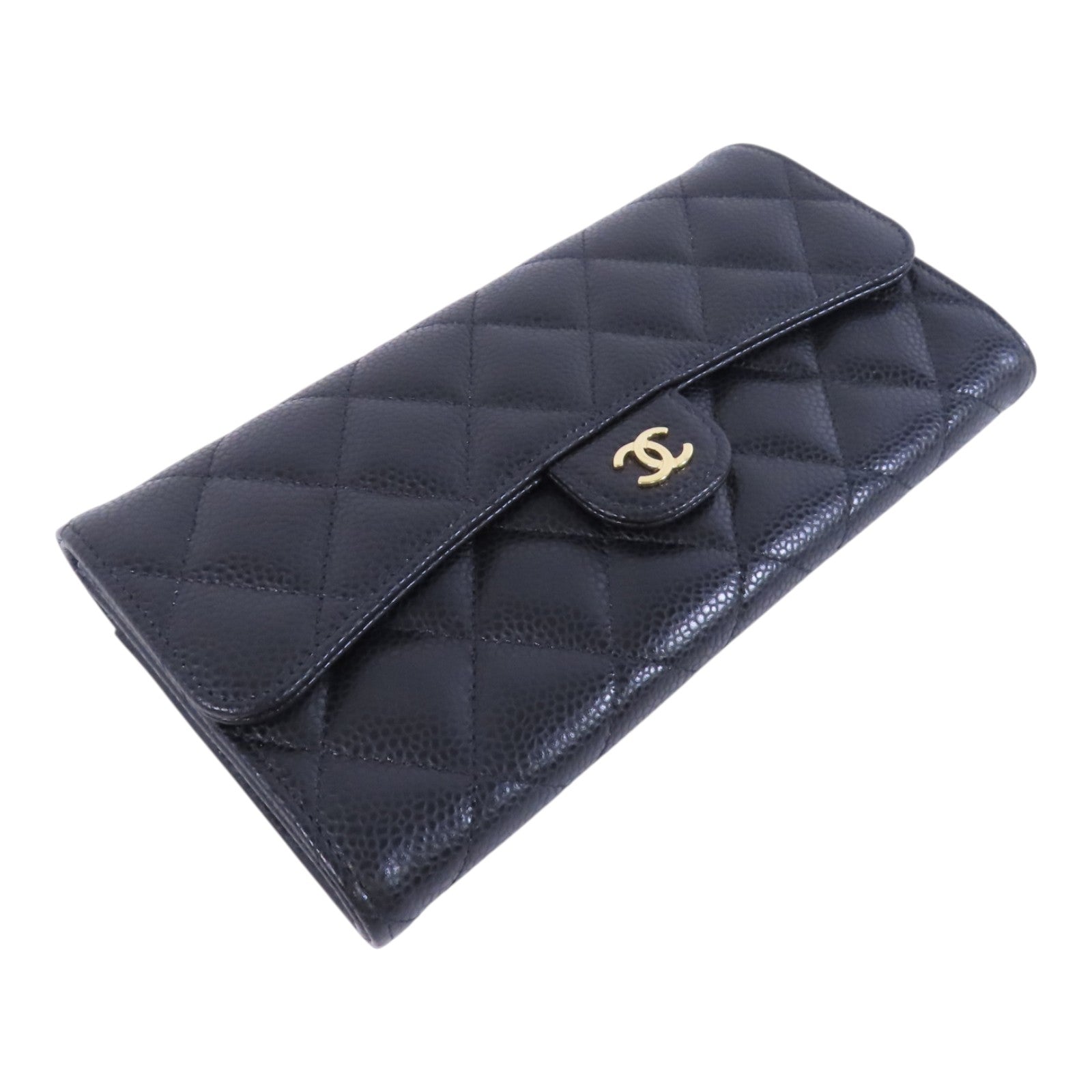 CHANEL【激減優惠】 牛皮皮革Long Wallet金扣長錢包