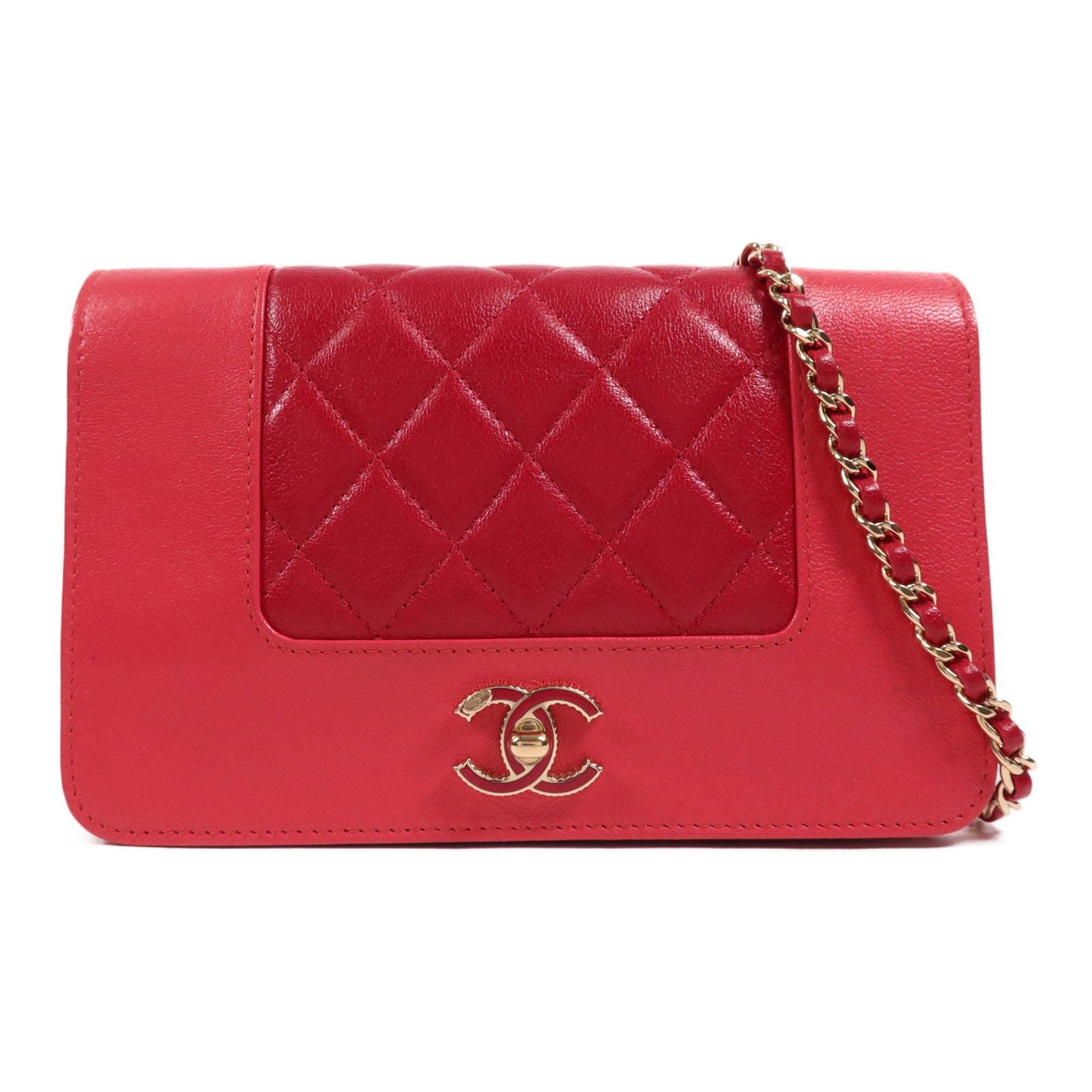 CHANEL 牛皮皮革WOC Wallet On Chain金扣鏈帶肩背袋