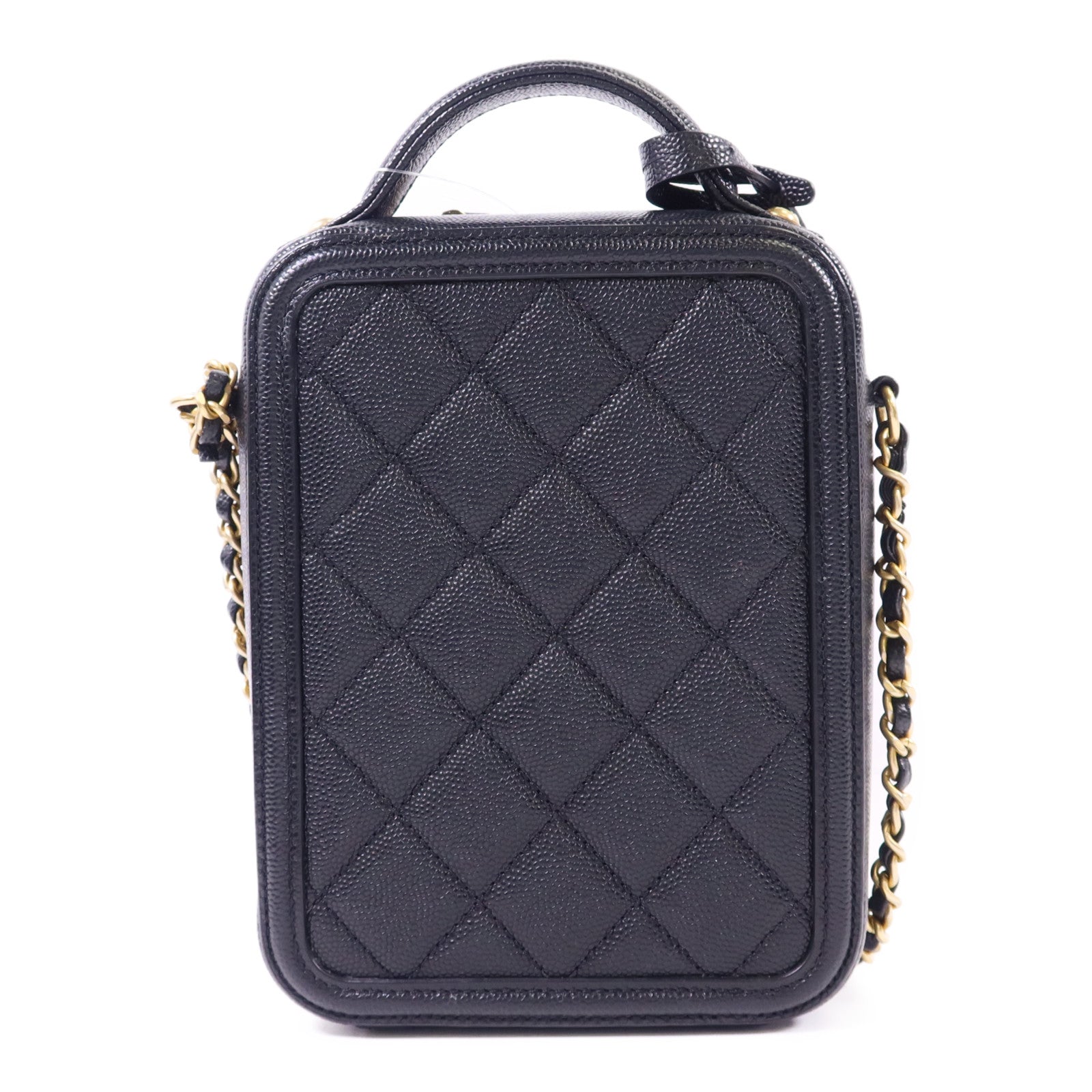 CHANEL 牛皮皮革Vanity Case金扣手挽肩背兩用袋