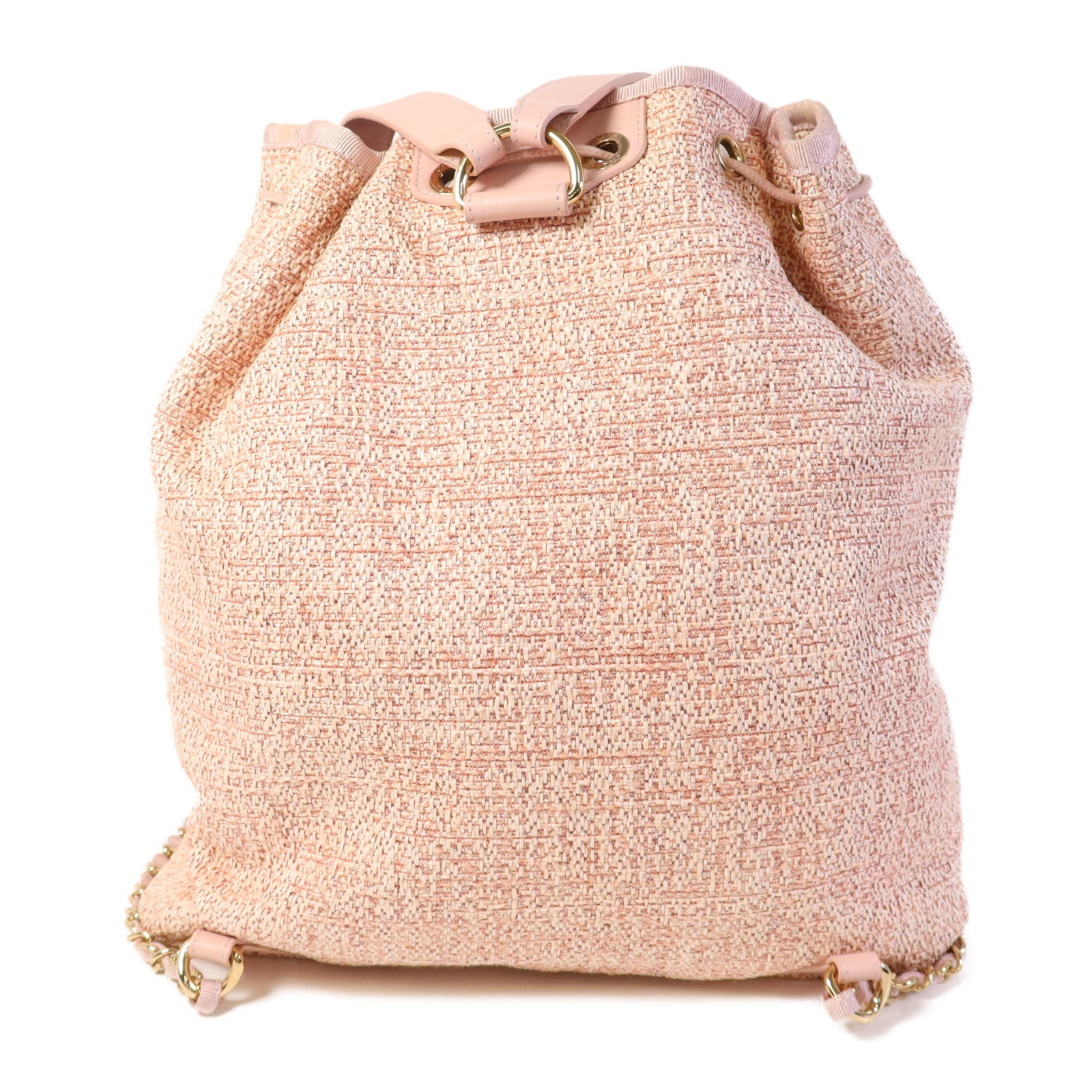 CHANEL 帆布Deauville Backpack金扣背包