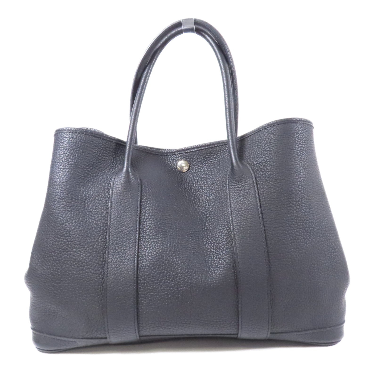 HERMES Negonda皮革Garden Party PM銀扣手挽袋Noir