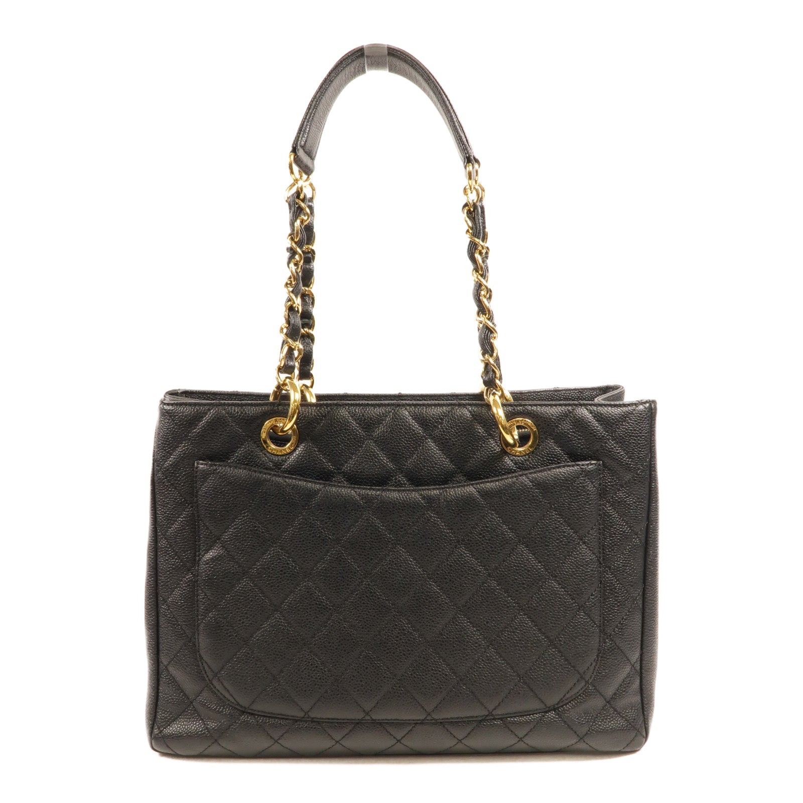 CHANEL 牛皮皮革GST Grand Shopping Tote Bag鏈帶肩背袋