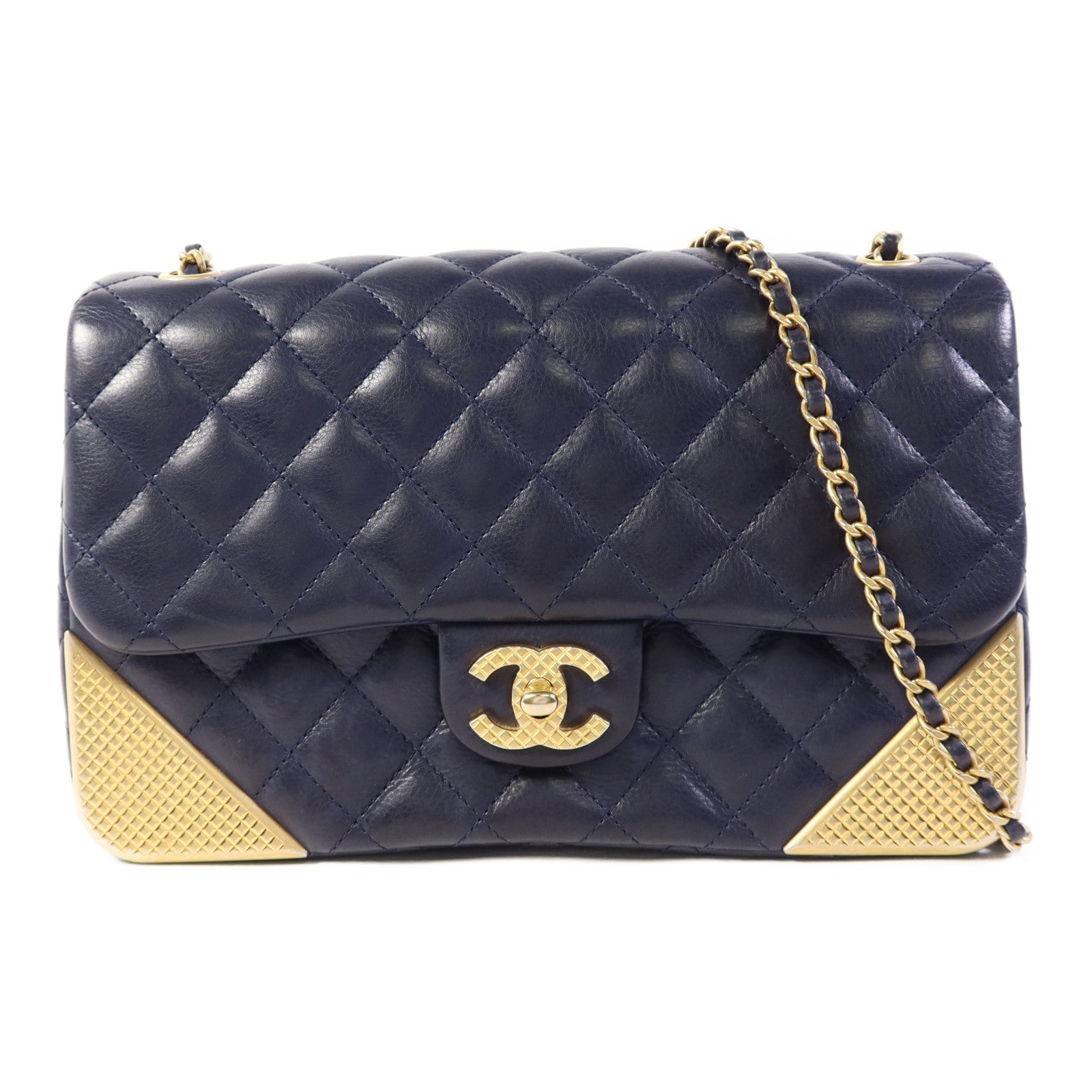 CHANEL 牛皮皮革Chain Shoulder Bag金扣鏈帶肩背袋