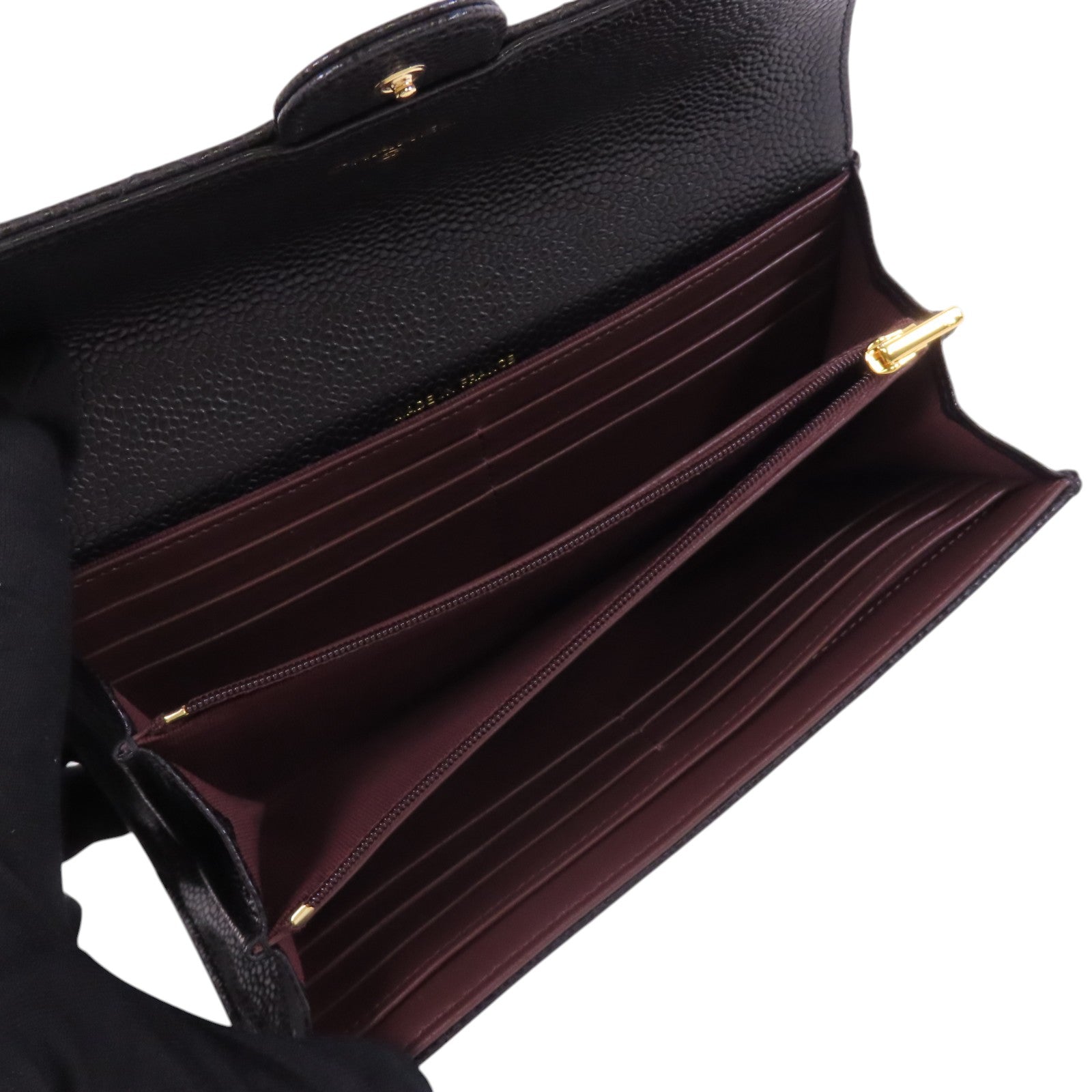CHANEL【激減優惠】 牛皮皮革Long Wallet金扣長錢包