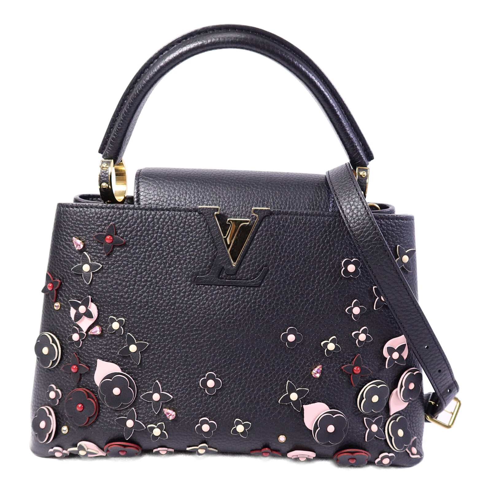 LOUIS VUITTON Taurillon Capucines MM手挽肩背兩用袋