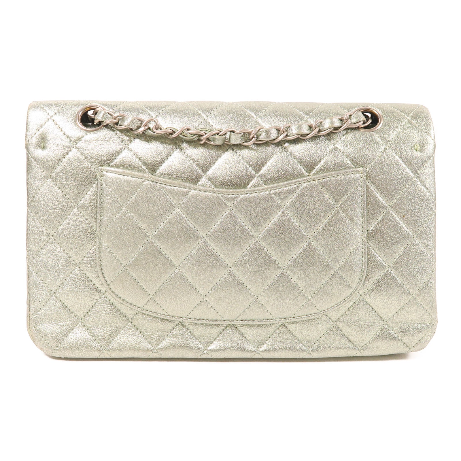 CHANEL 皮革Classic 25銀扣鏈帶肩背袋