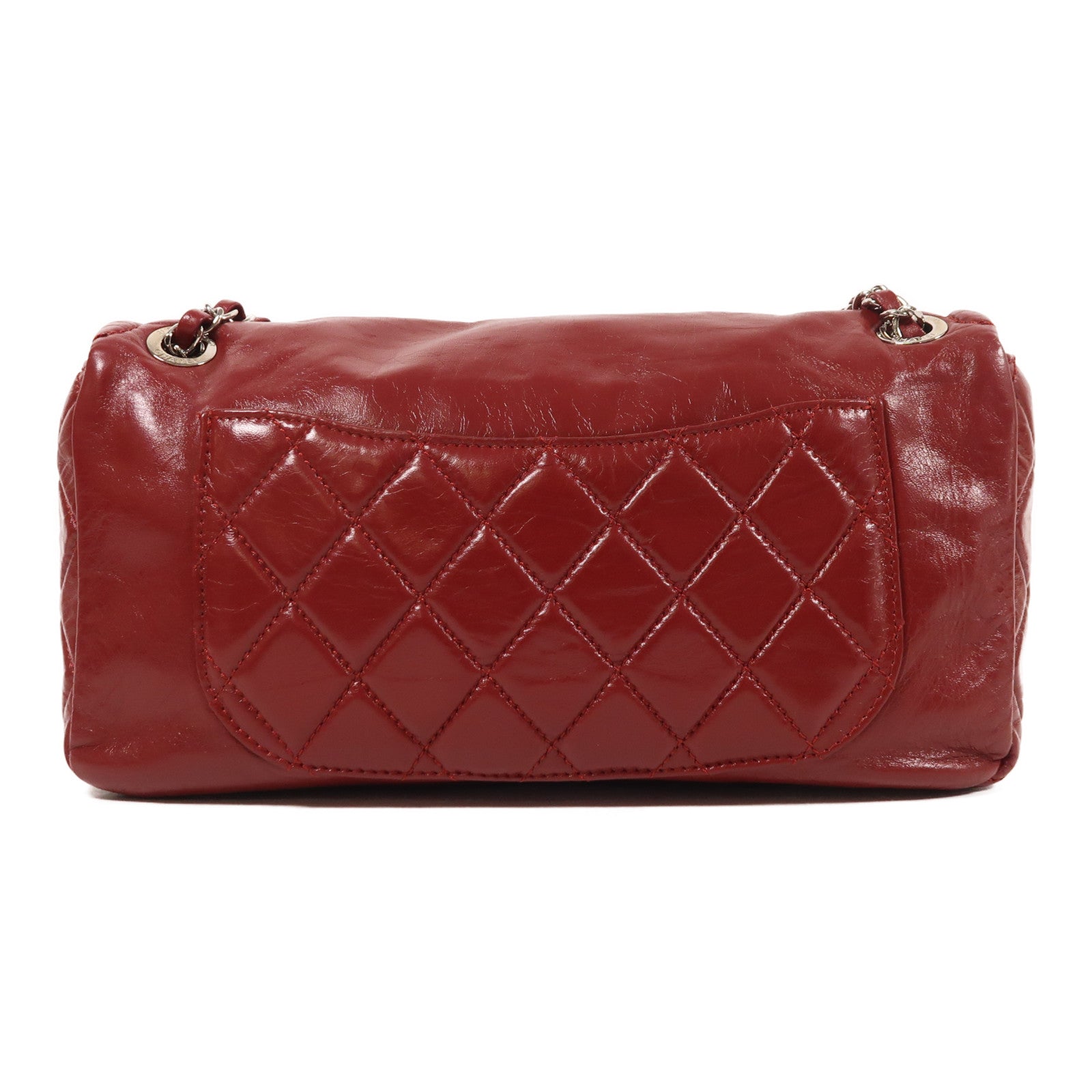 CHANEL 牛皮皮革Chain Shoulder銀扣鏈帶肩背袋