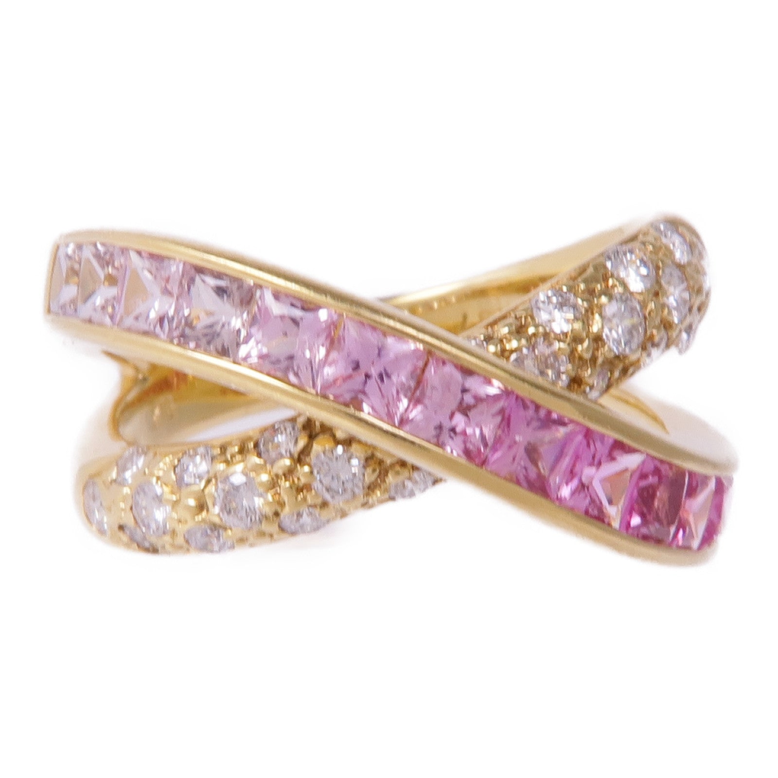 JEWELRY 18K黃金Pink Sapphire Diamond Ring粉紅藍寶石/鑽石戒指US#6