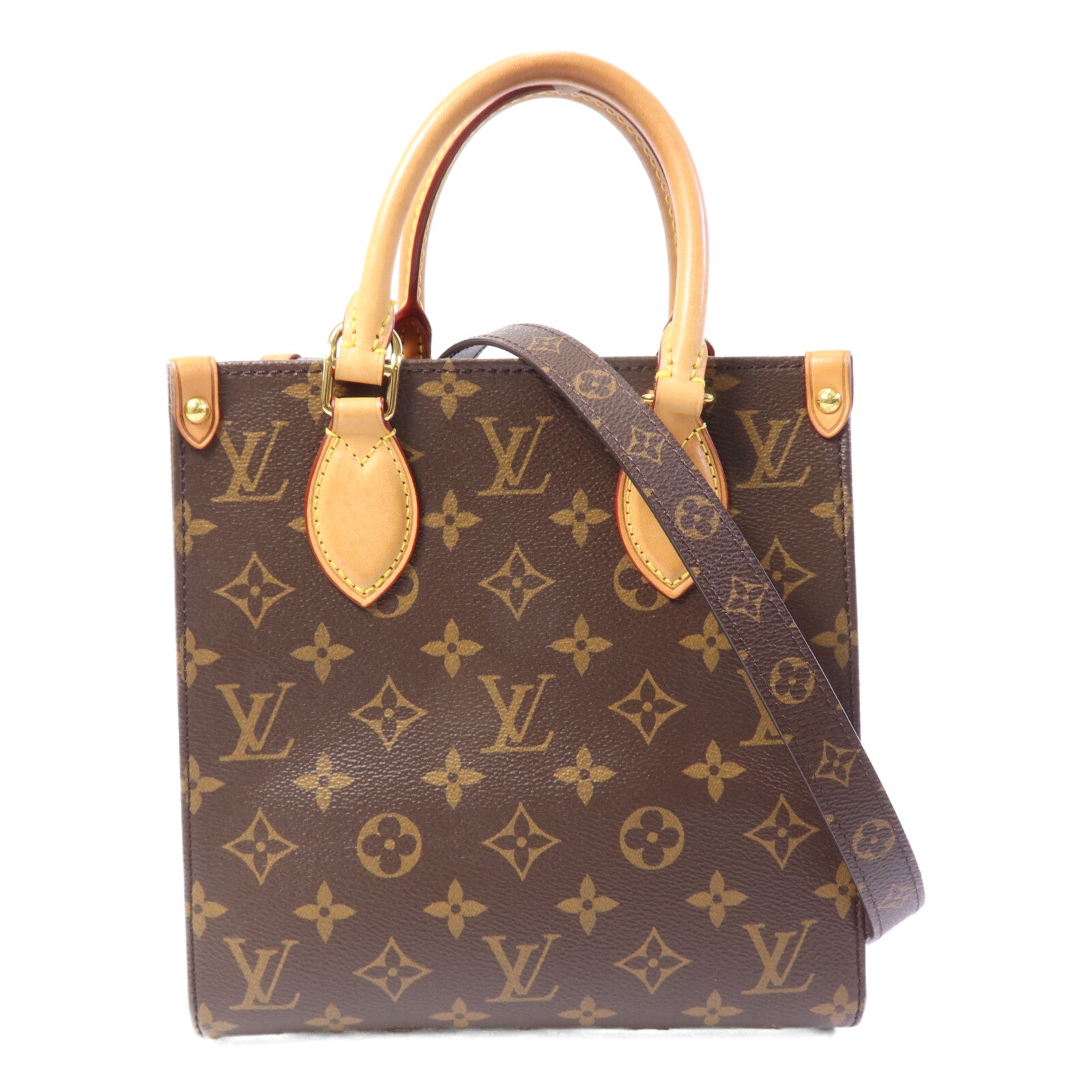 LOUIS VUITTON Monogram Sac Plat BB金扣手挽肩背兩用袋