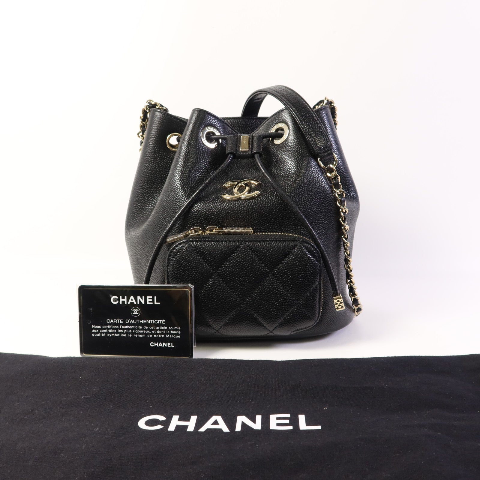 CHANEL 牛皮皮革Chain Shoulder Bag金扣鏈帶肩背袋
