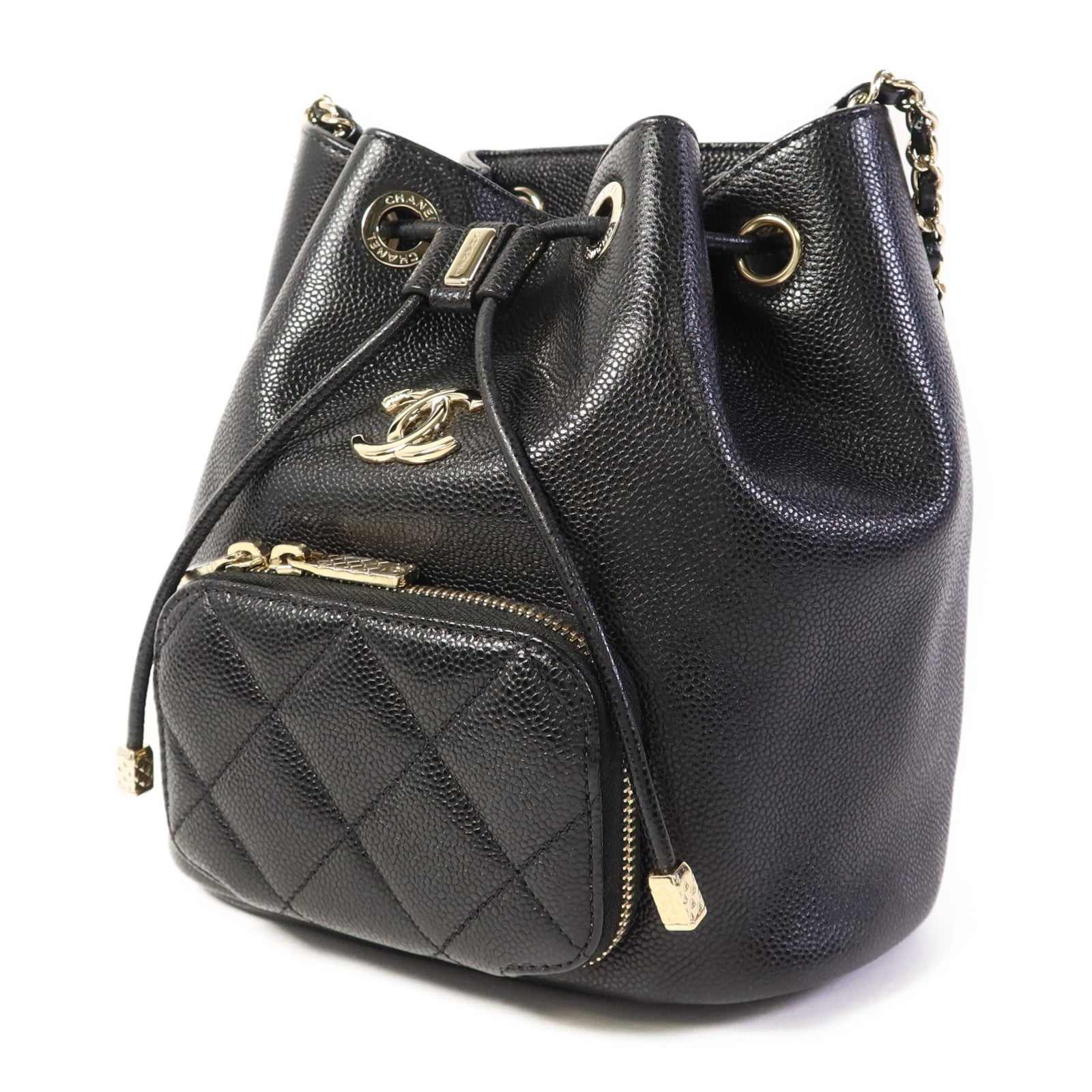 CHANEL 牛皮皮革Chain Shoulder Bag金扣鏈帶肩背袋