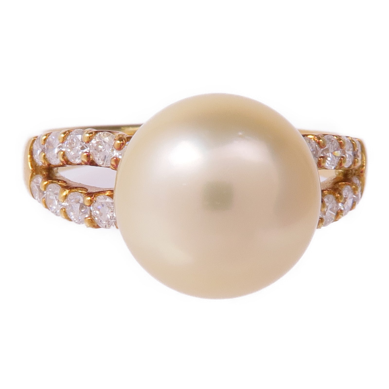 JEWELRY 18K黃金Pearl Diamond Ring珍珠/鑽石戒指US#8