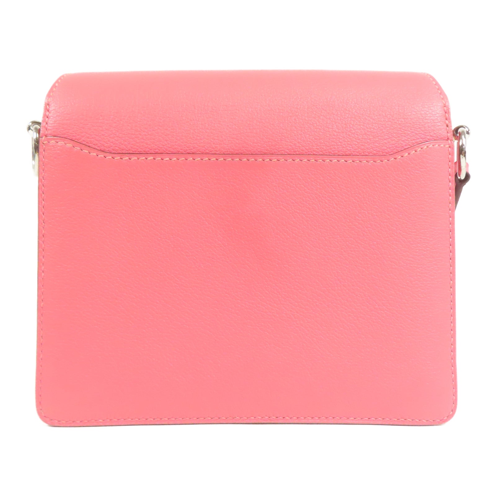 HERMES Evercolor皮革Mini Roulis銀扣肩背袋Rose Azalee