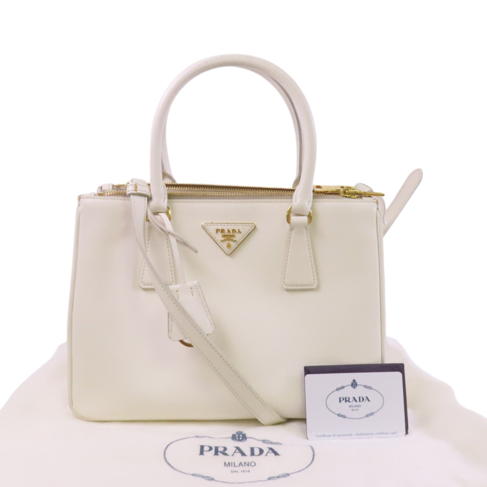 PRADA Saffiano皮革2Way Shoulder Bag金扣手挽肩背兩用袋