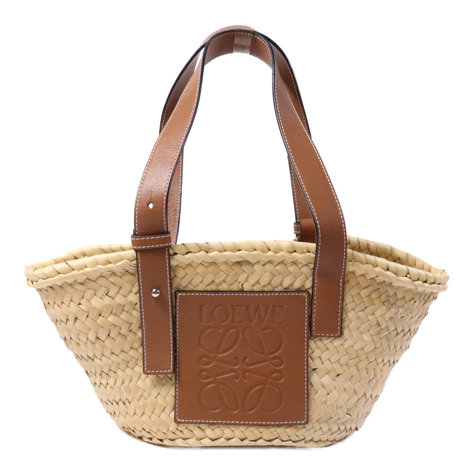 LOEWE 【激減優惠】牛皮皮革/藤料Basket Bag銀扣肩背袋