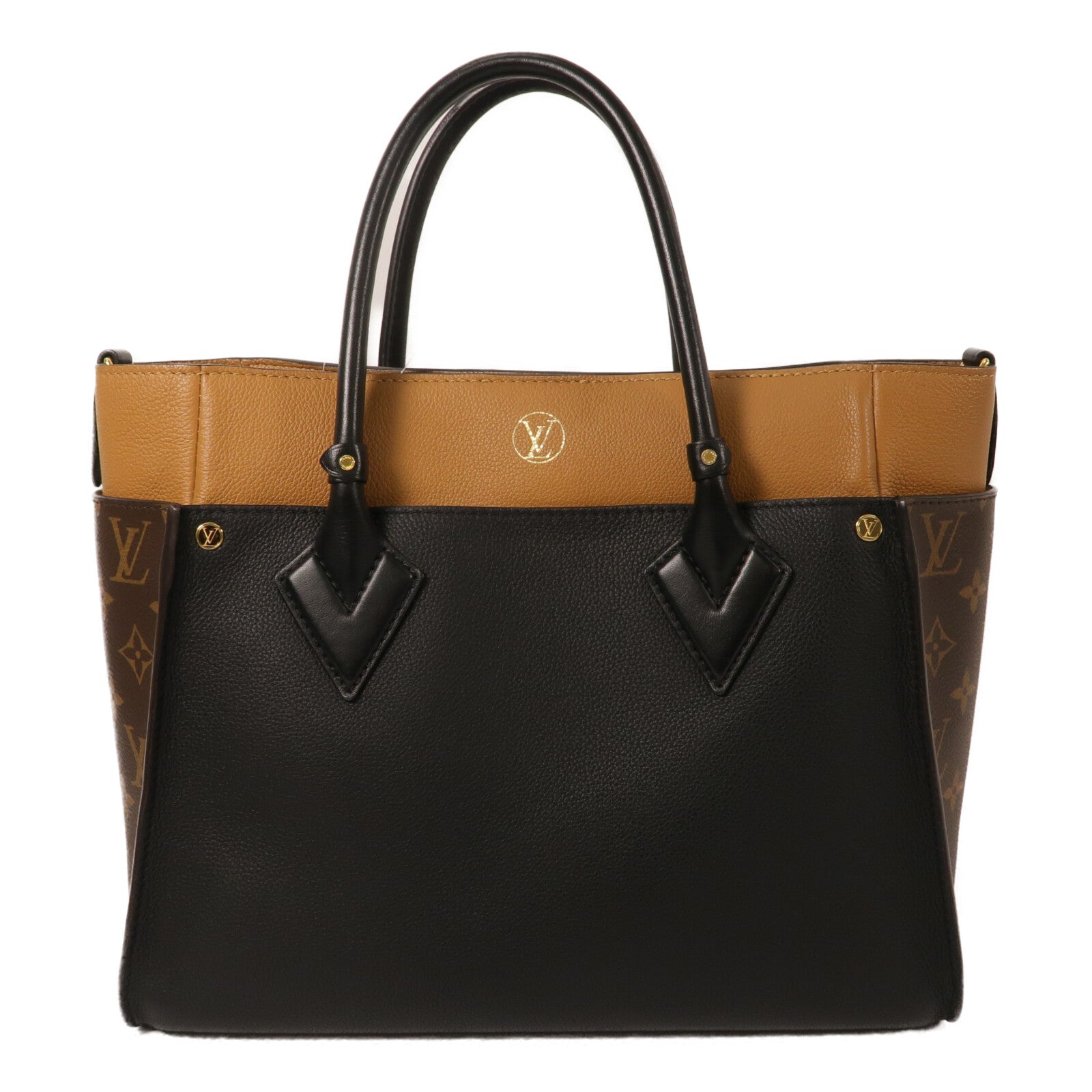 LOUIS VUITTON Monogram/牛皮皮革On My Side MM手挽肩背兩用袋