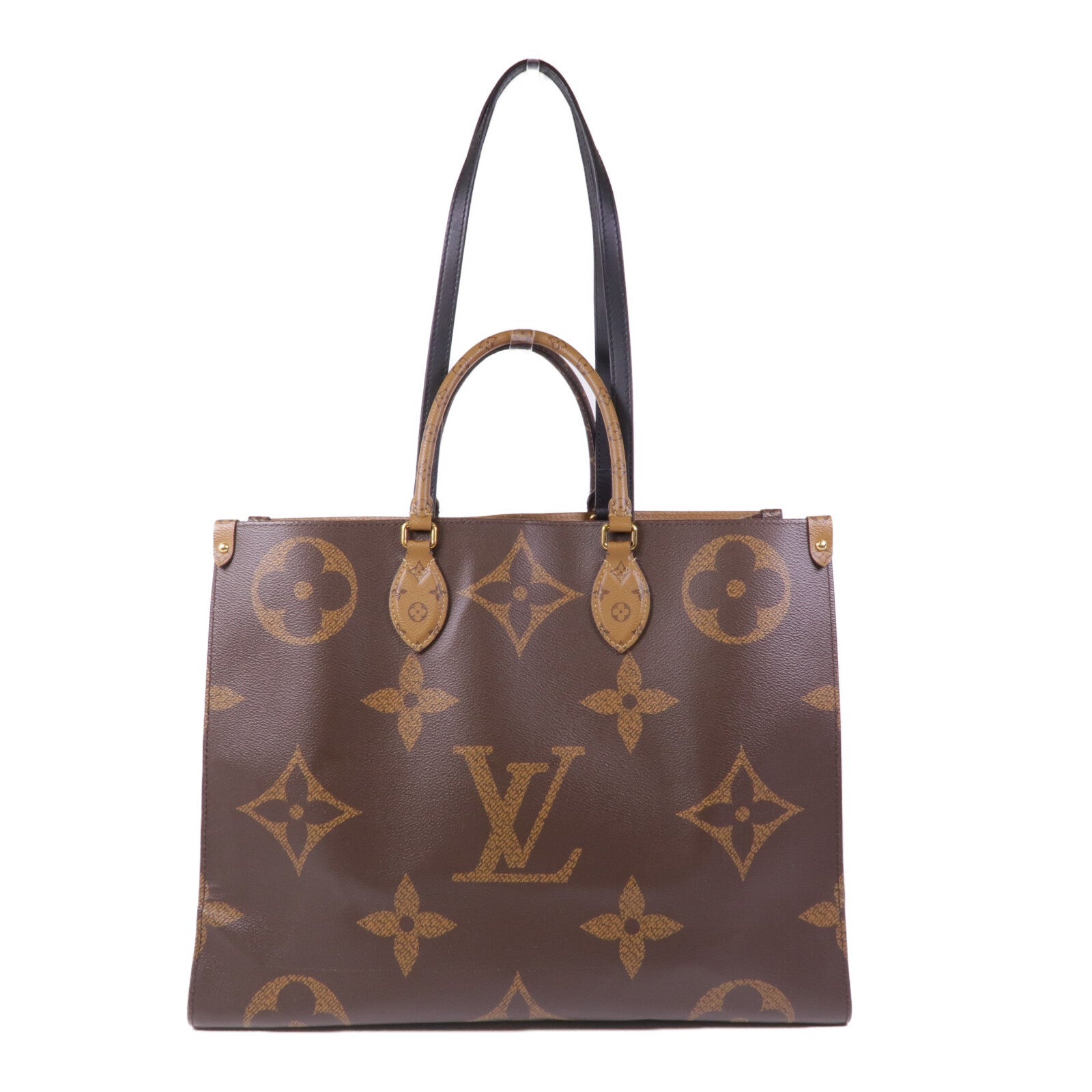 LOUIS VUITTON Monogram Giant/Reverse On The Go MM金扣手挽肩背兩用袋