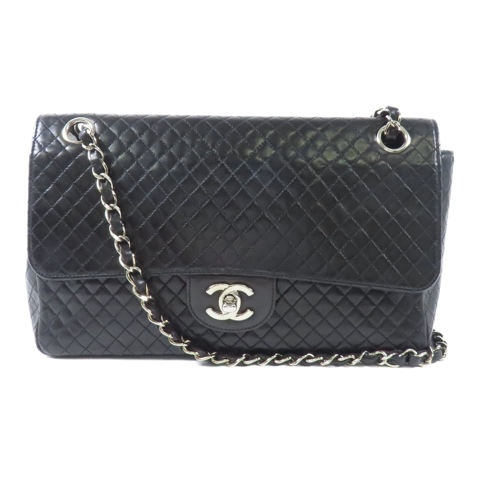 CHANEL CC SHW Vintage Chain Shoulder Bag Lambskin Leather Black