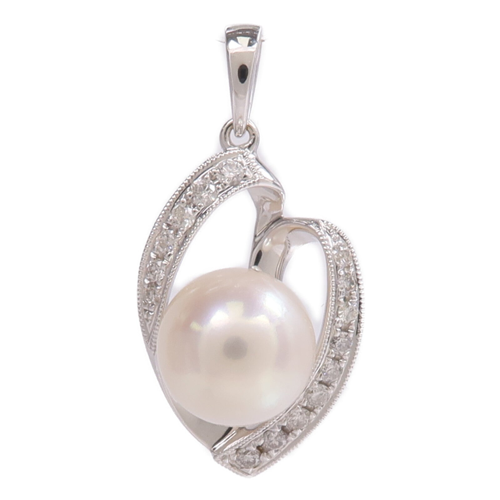 JEWELRY 18K白金Pearl Diamond Pendant Top珍珠/鑽石吊墜