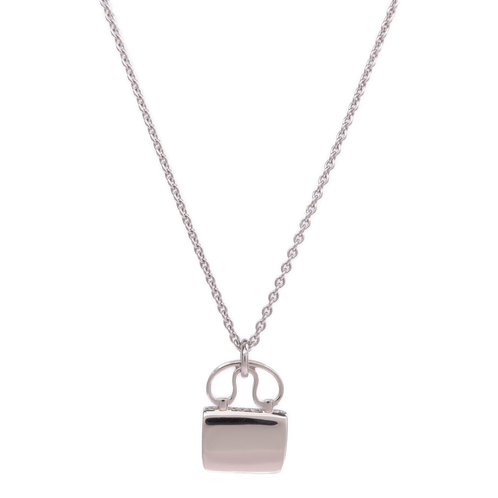 HERMES 18K白金Amulettes Constance Pendant鑽石項鍊