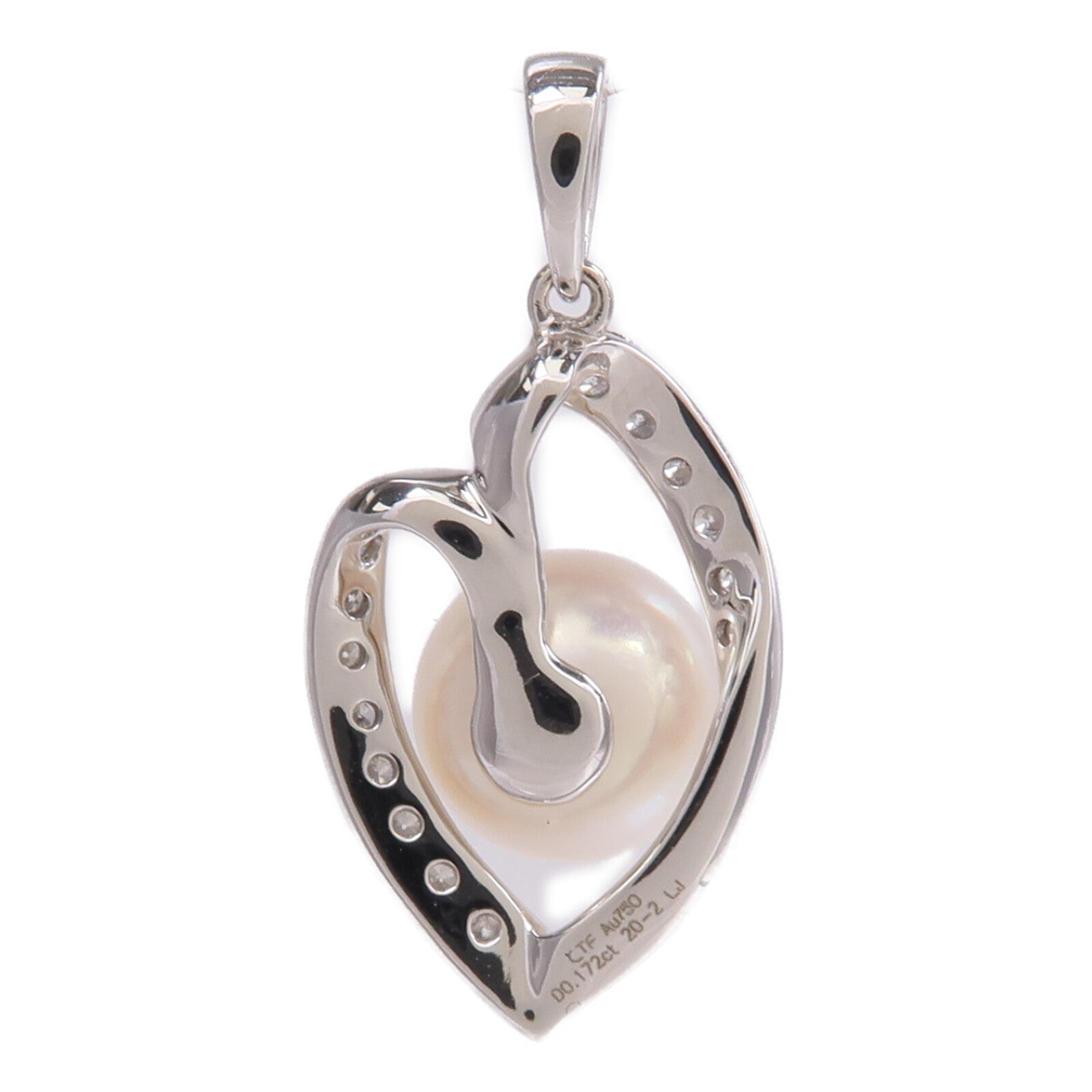 JEWELRY 18K白金Pearl Diamond Pendant Top珍珠/鑽石吊墜