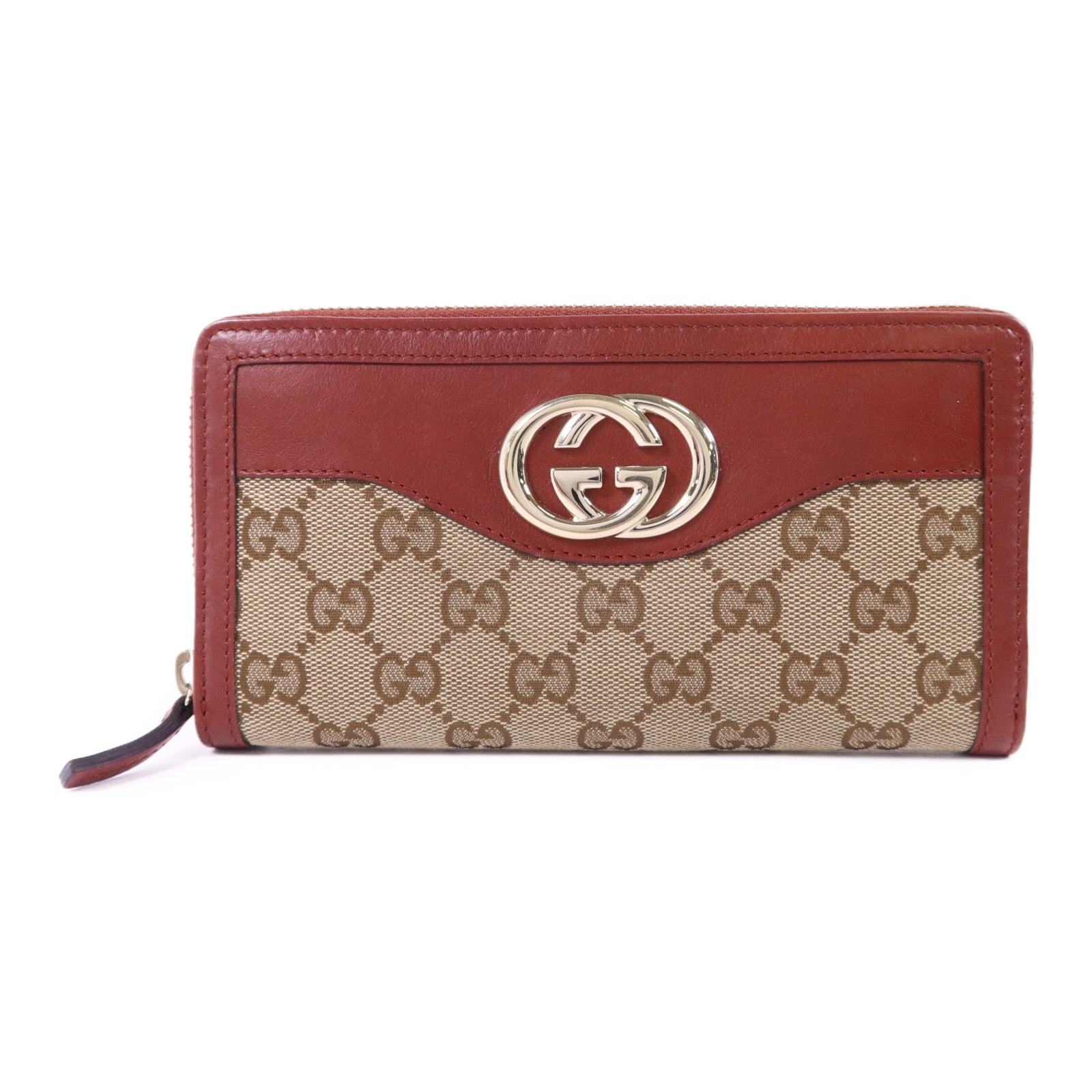 GUCCI 【激減優惠】牛皮皮革/帆布Long Wallet金扣長錢包