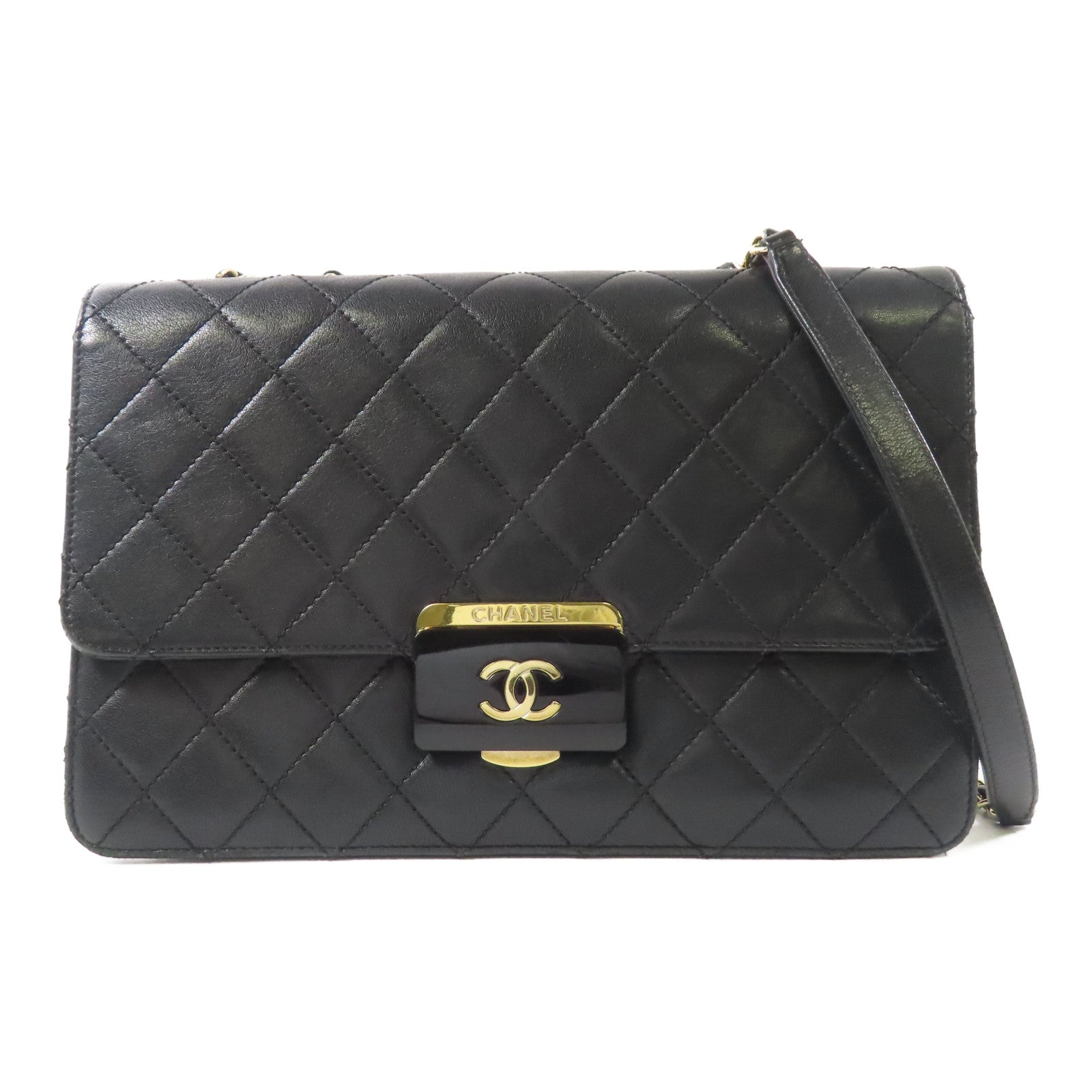 CHANEL CC Chain Shoulder Bag Calfskin Leather