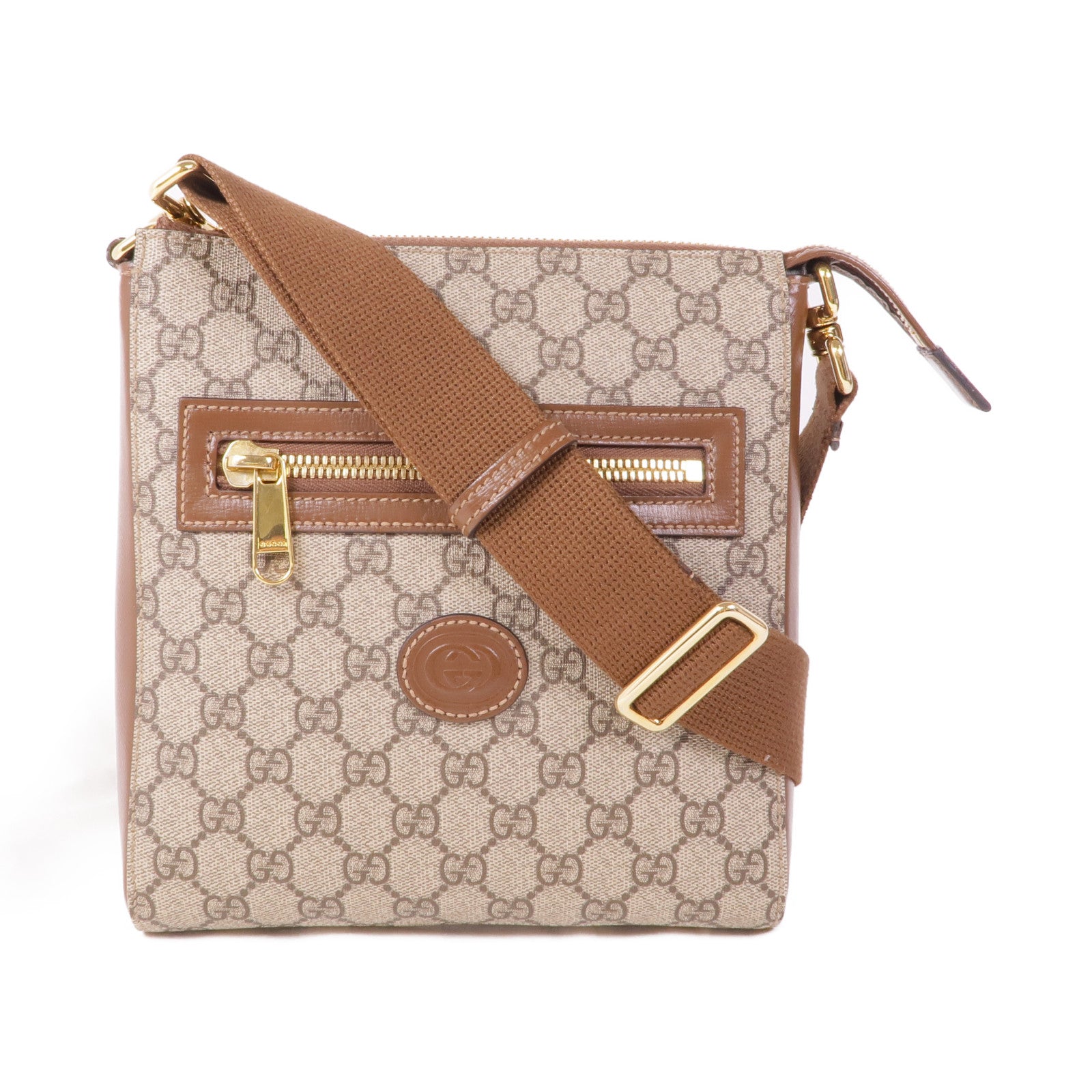 GUCCI 塗層帆布GG Supreme Messenger Bag金扣肩背袋