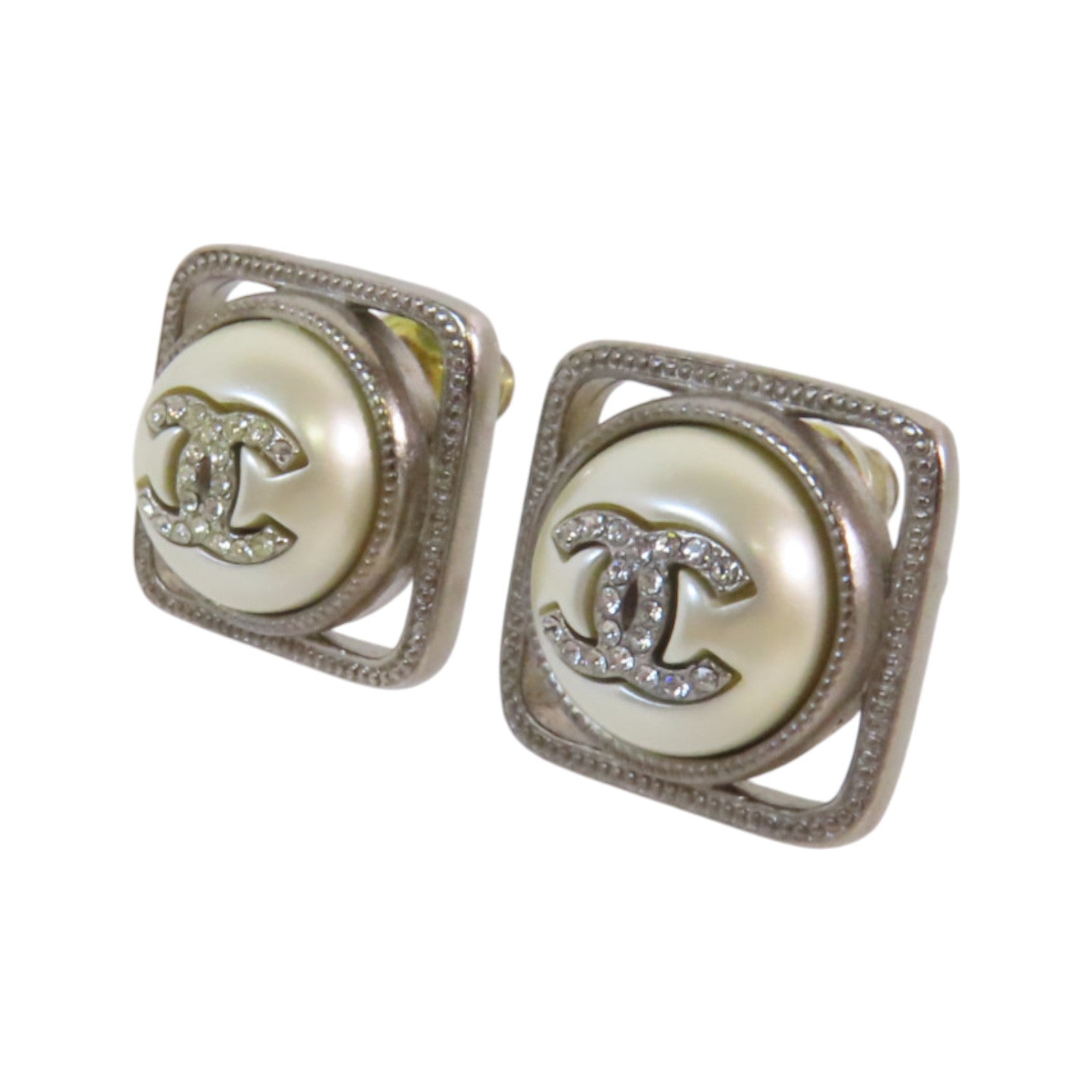 CHANEL 金屬/仿珍珠/水鑽Earrings金扣耳環