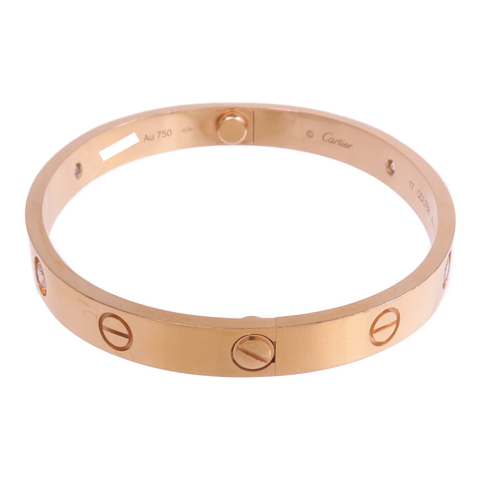 CARTIER 18K玫瑰金Love Bracelet 4 Diamonds鑽石手鐲