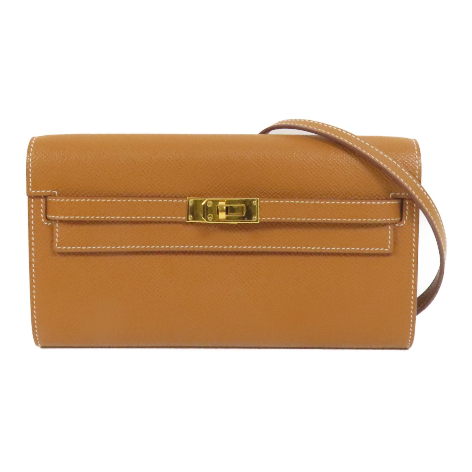HERMES Epsom皮革Kelly To Go金扣肩背袋Gold