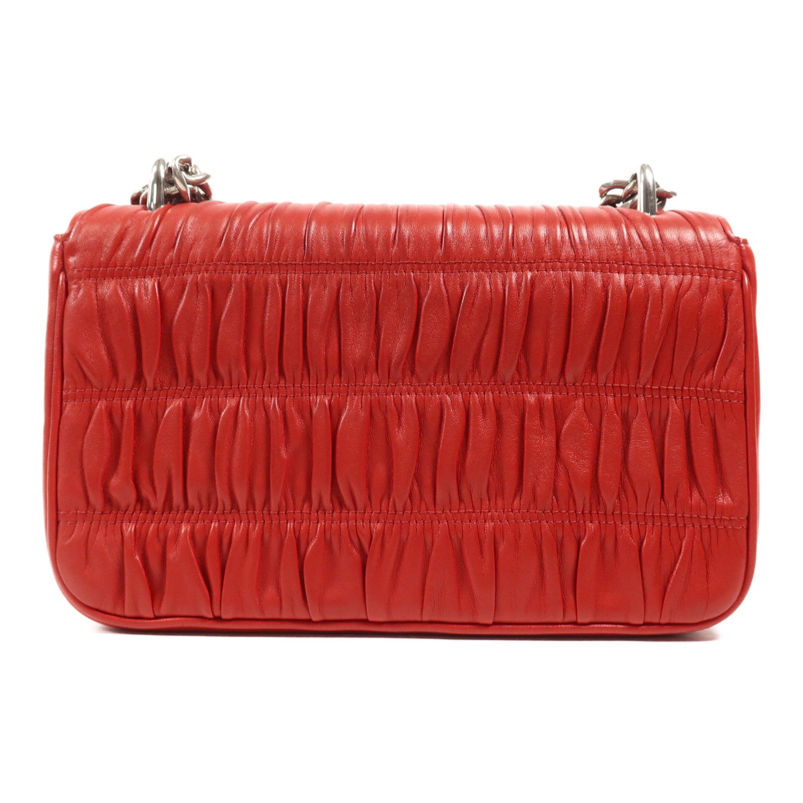 PRADA 牛皮皮革Chain Shoulder銀扣肩背袋