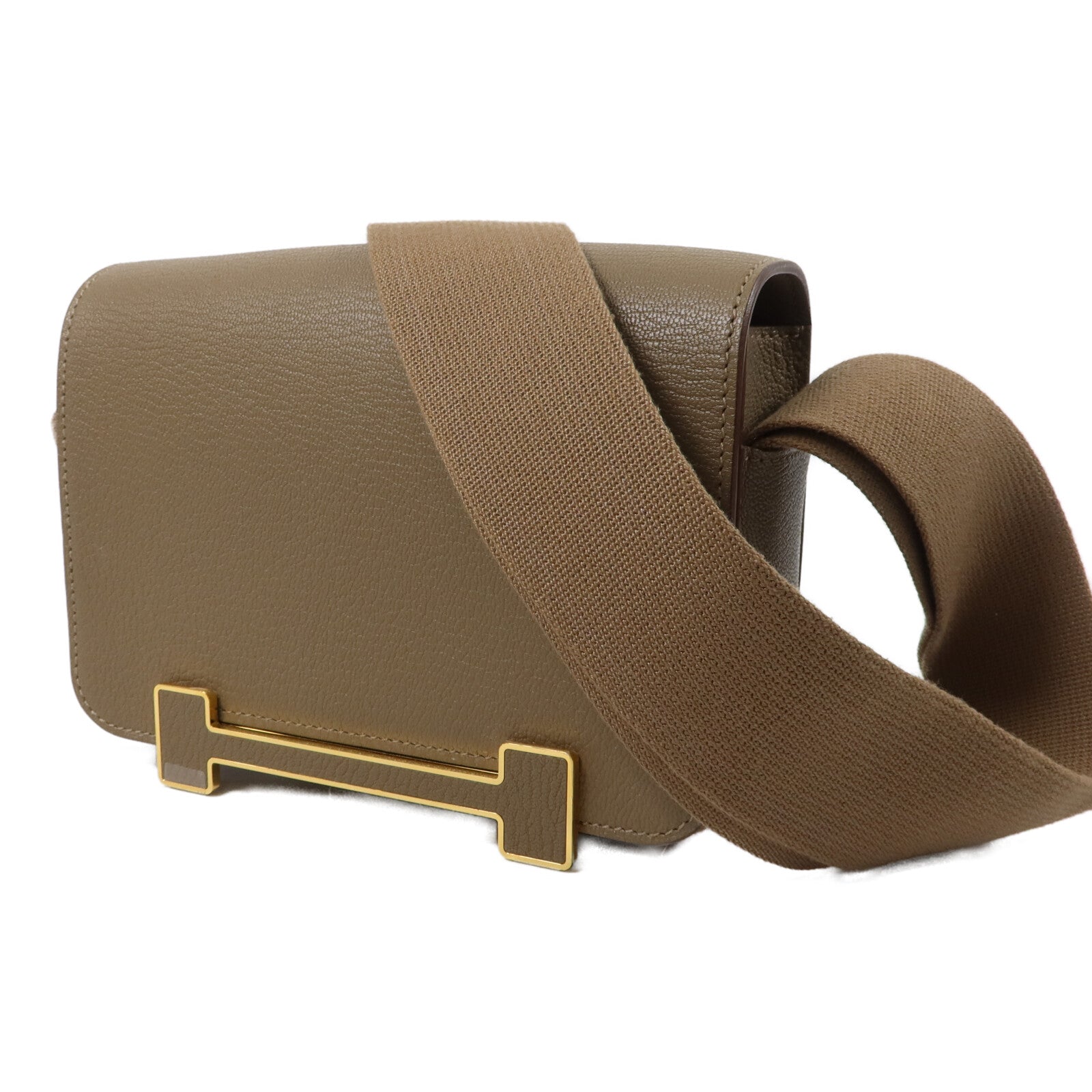 HERMES Chevre皮革Geta肩背袋Etoupe