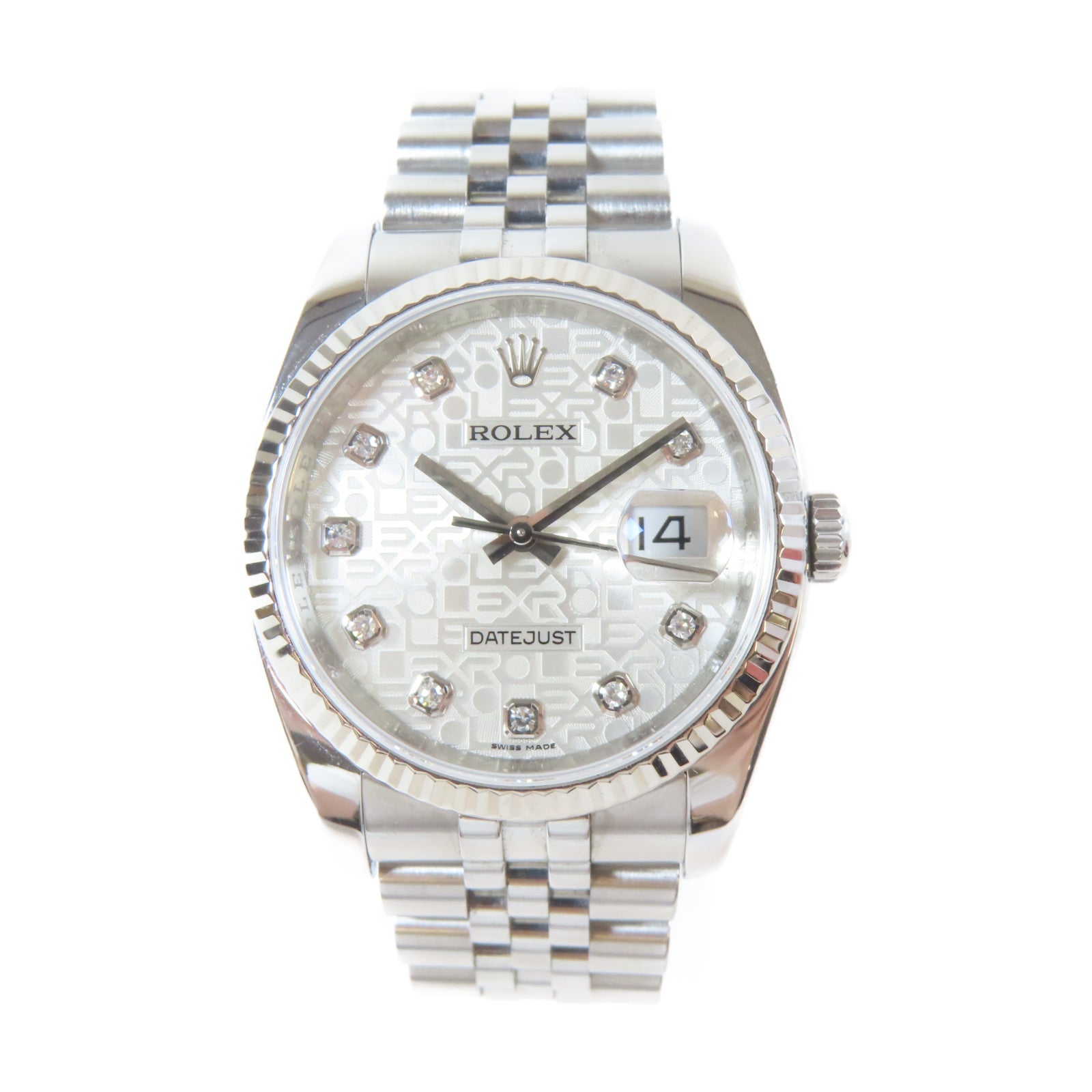 ROLEX Datejust 18K白金/不鏽鋼/鑽石手錶自動機芯銀色