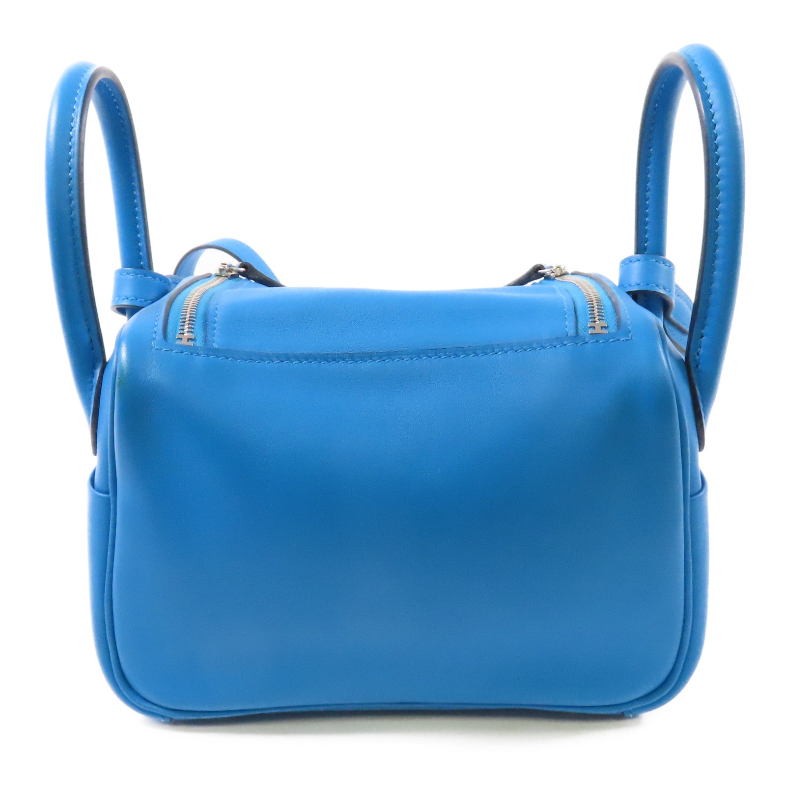 HERMES【激減優惠】 Swift皮革Mini Lindy銀扣手挽肩背兩用袋Bleu frida