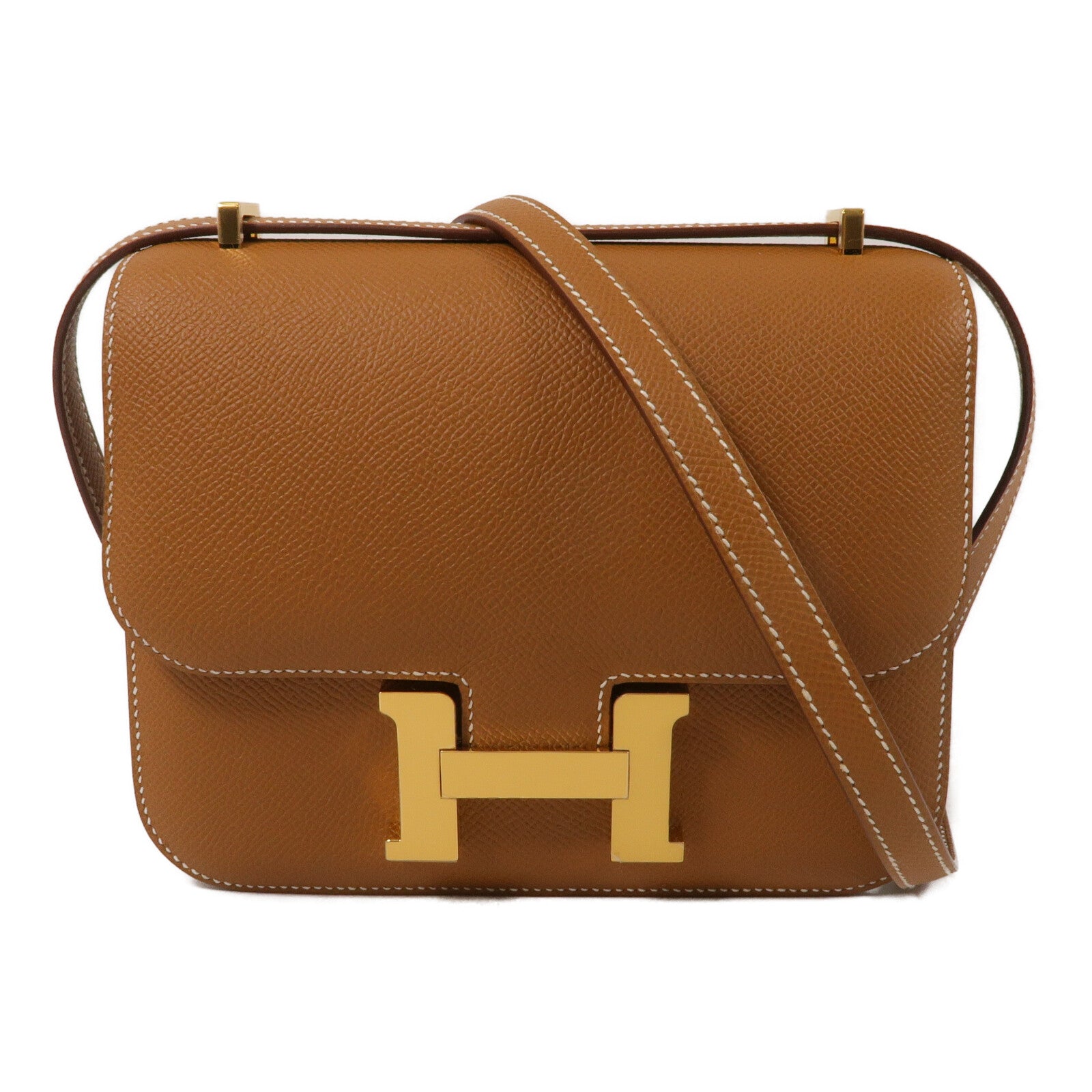 HERMES Epsom皮革Constance Mini肩背袋Gold