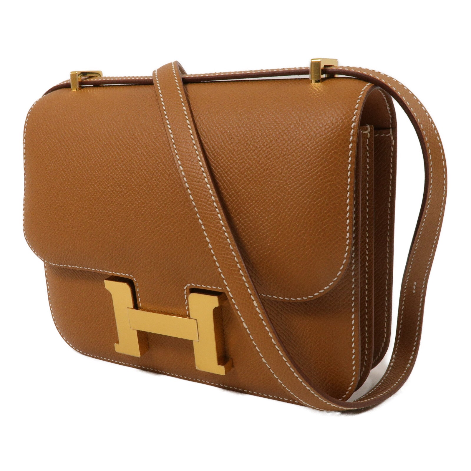 HERMES Epsom皮革Constance Mini肩背袋Gold