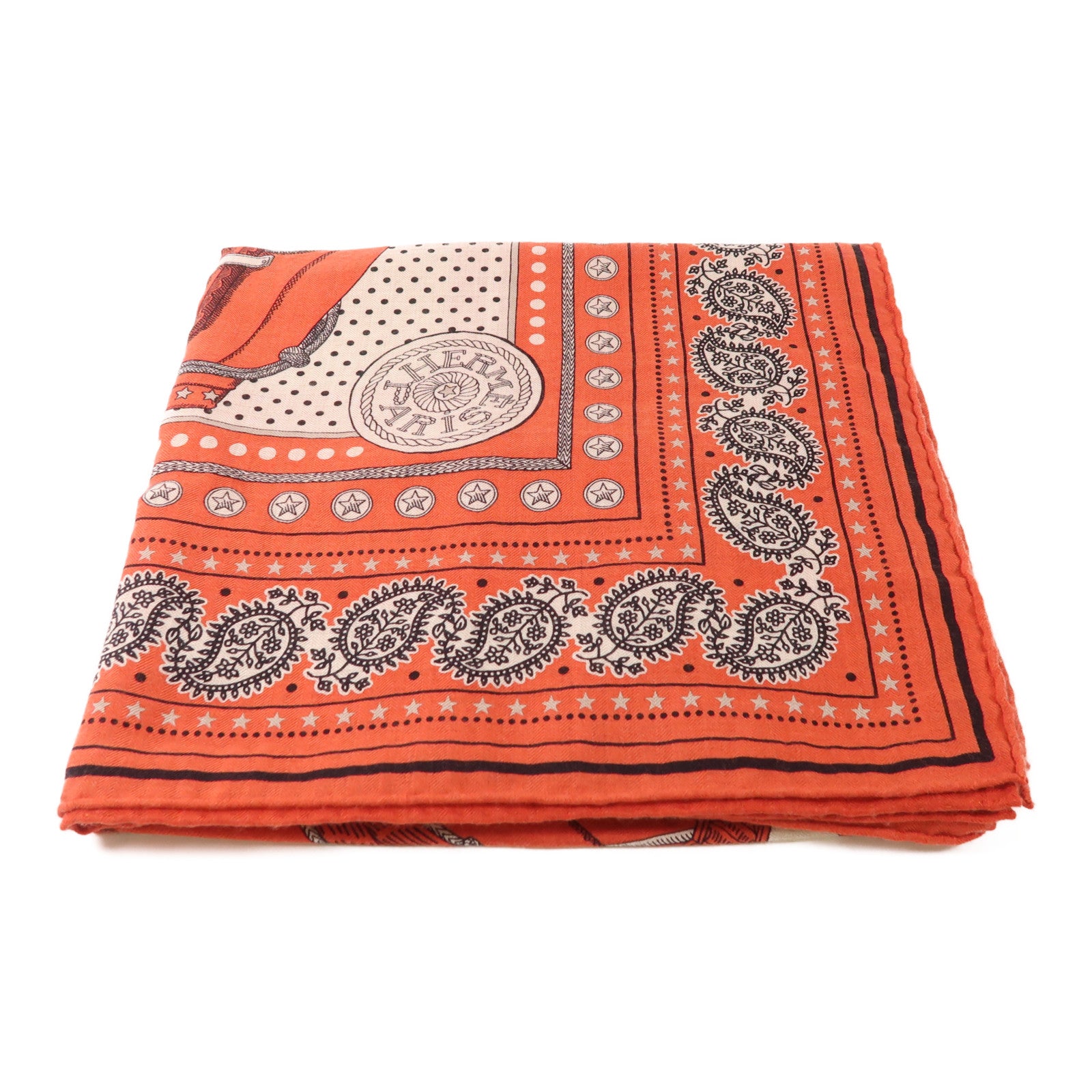 HERMES Scarf 140X140 Cashmere Silk Rouge Tomate