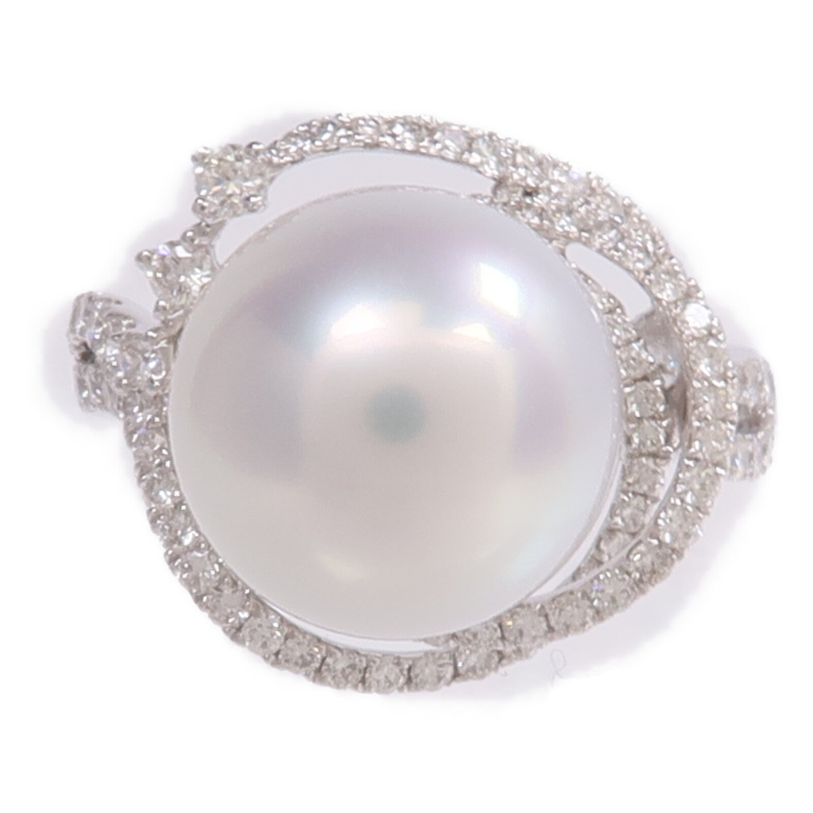 Pomellato 18K白金Pearl Diamond Ring珍珠/鑽石戒指