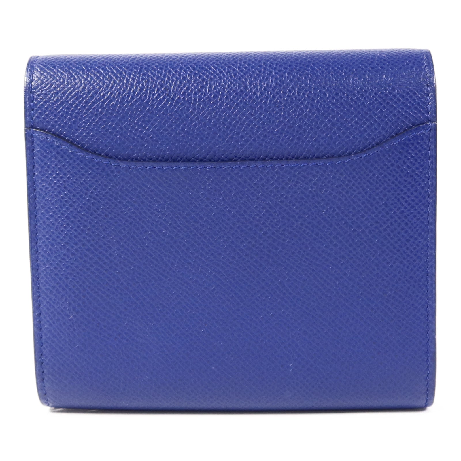HERMES Epsom皮革Constance Short Wallet金扣錢包Bleu Electrique