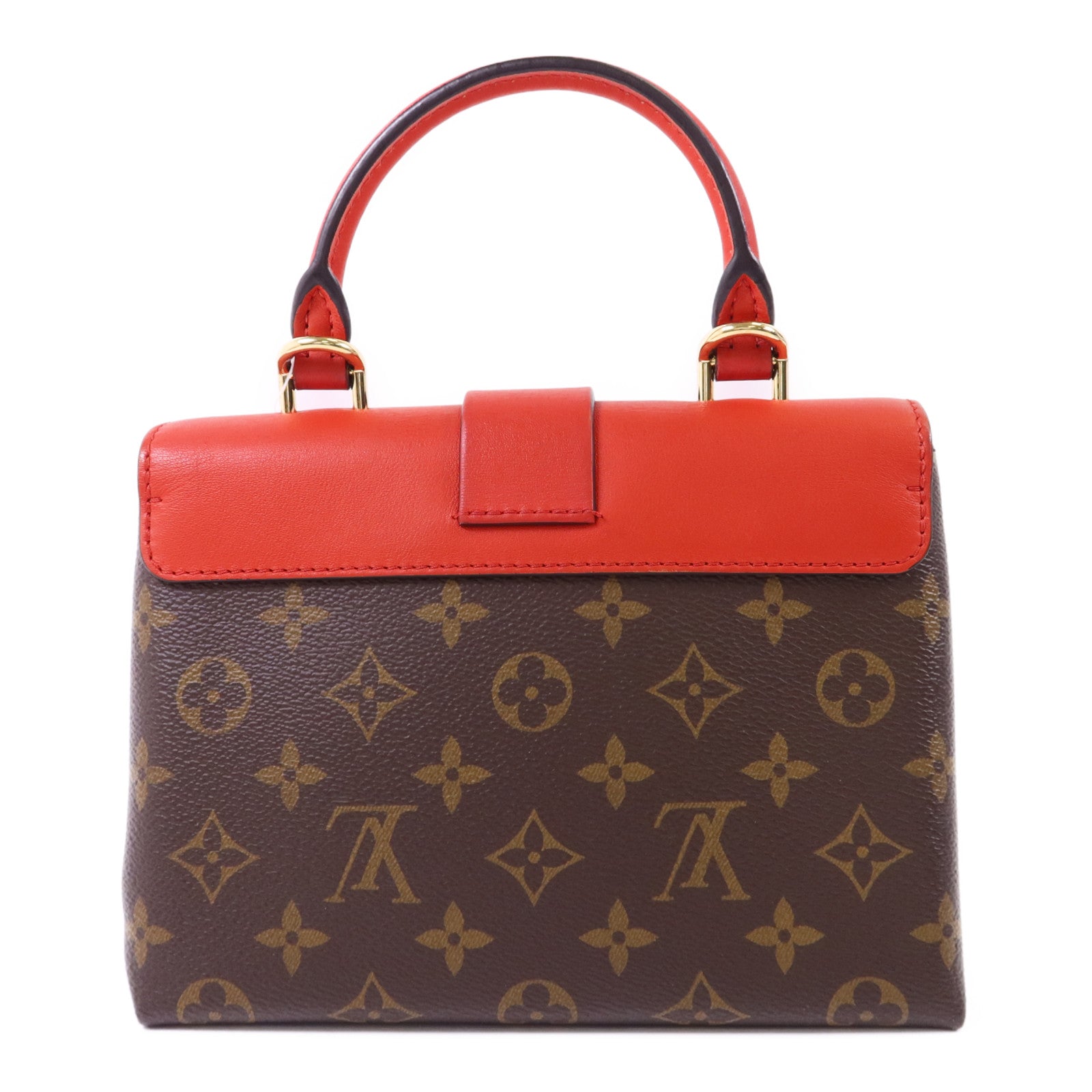 LOUIS VUITTON Monogram Locky BB金扣手挽肩背棕色/紅色