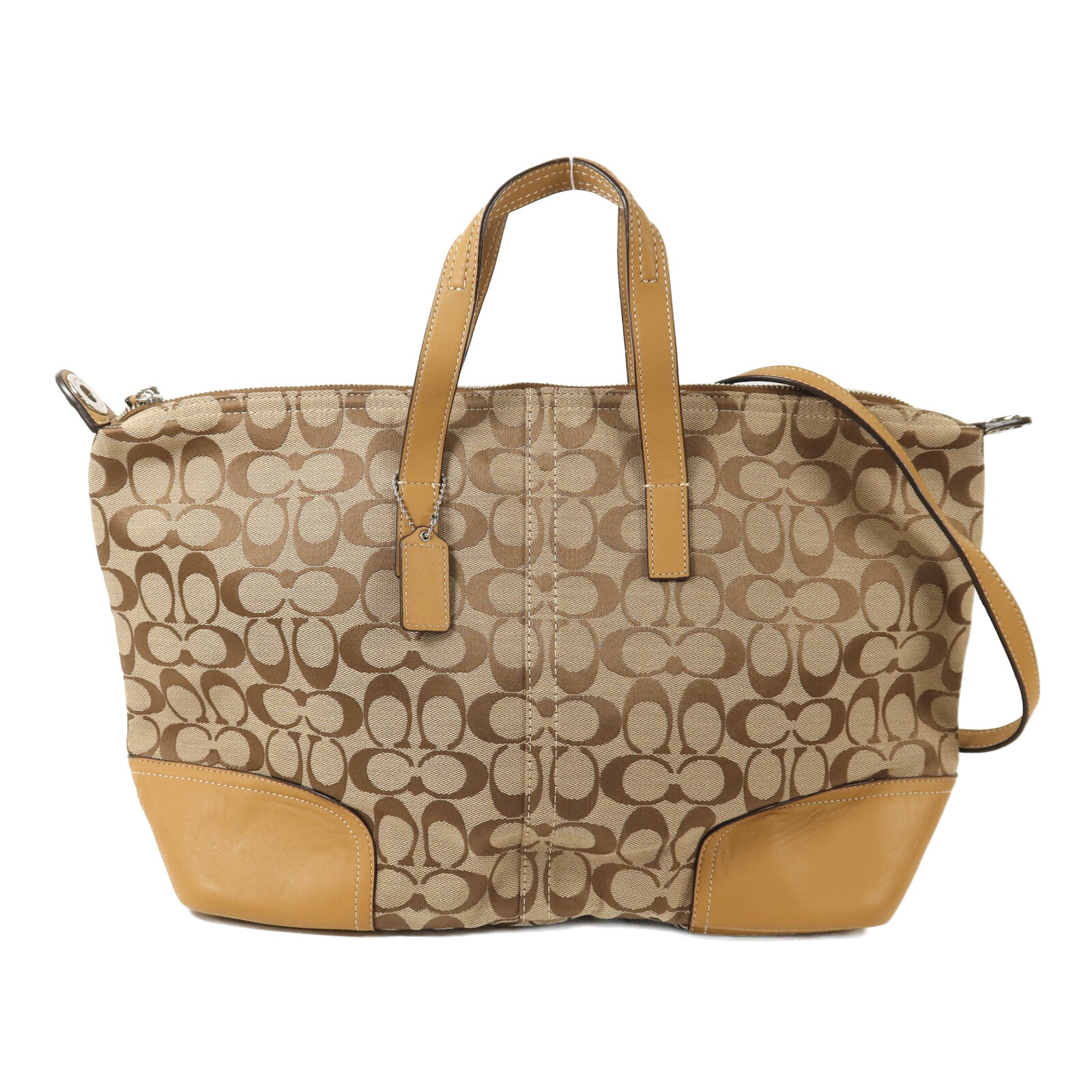 COACH 【激減優惠】帆布2 Way Shoulder銀扣手挽肩背兩用袋