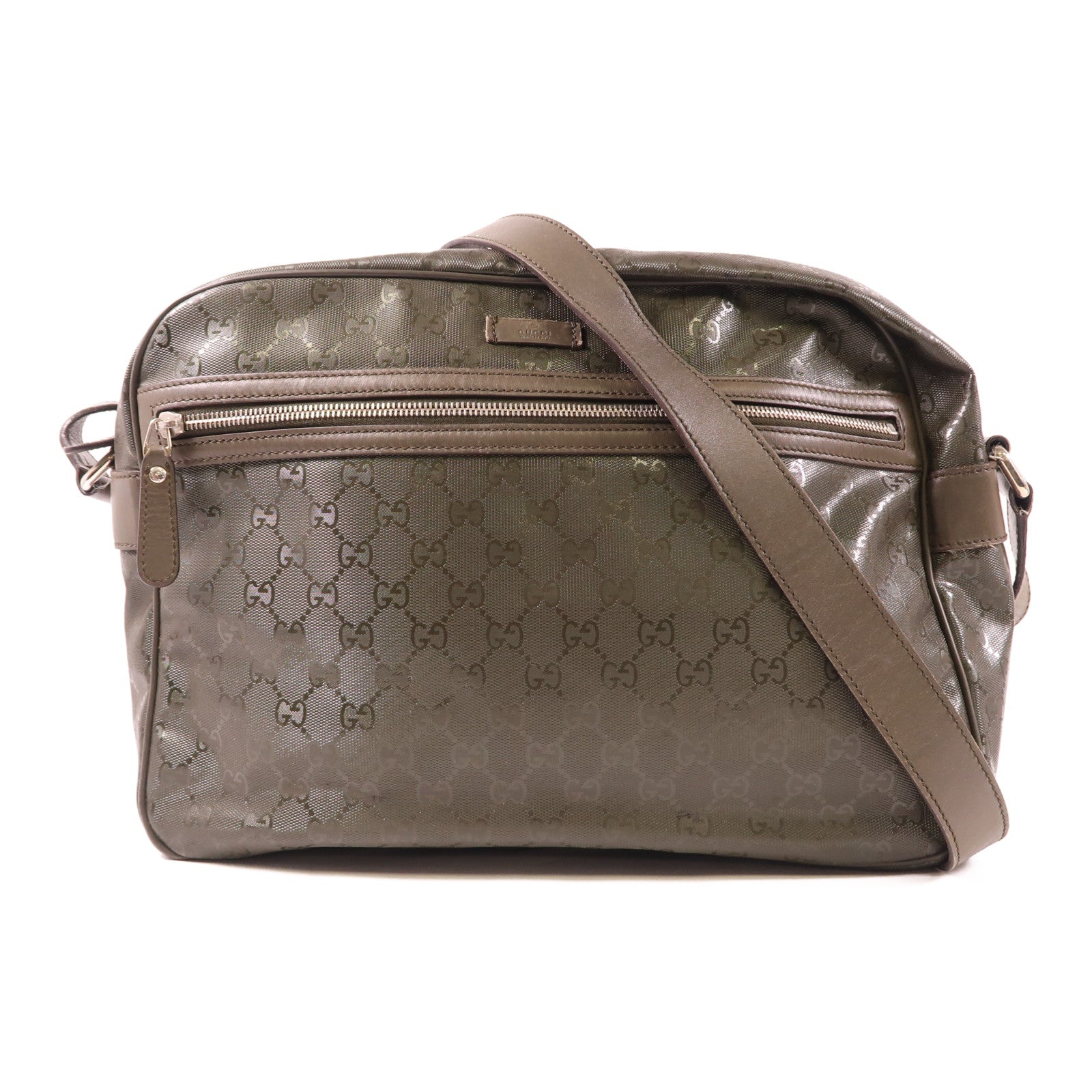 GUCCI GG SHW Shoulder Bag 211107 Coated Canvas Green