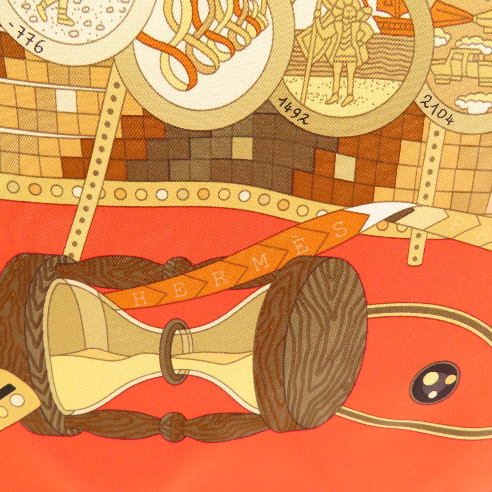 HERMES Scarf 90x90cm Scarf Silk Red/Multicolor