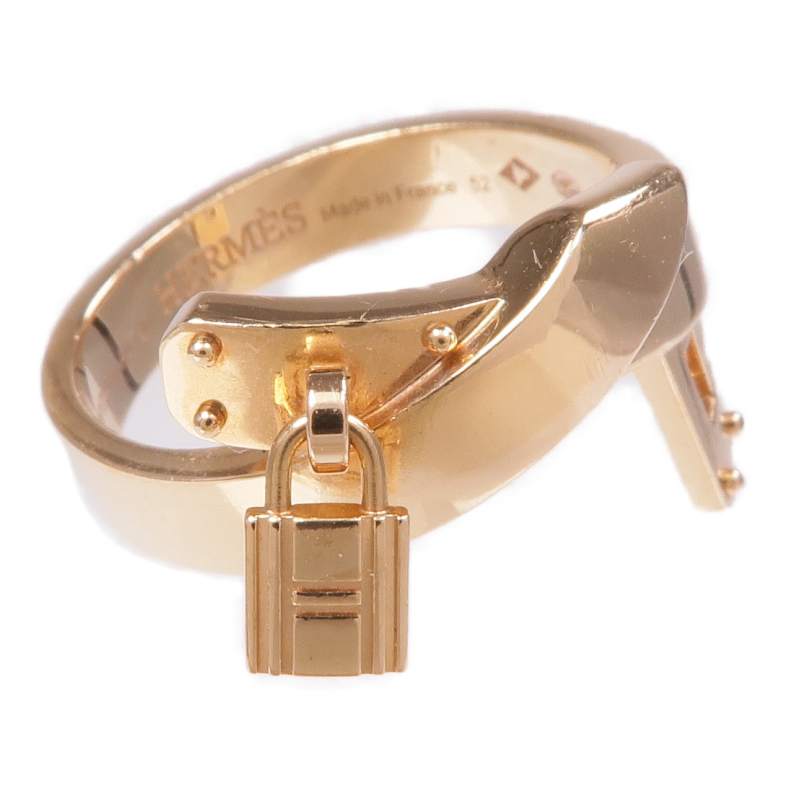 HERMES 18K玫瑰金Kelly Gavroche Ring戒指Hermes#52/US#6