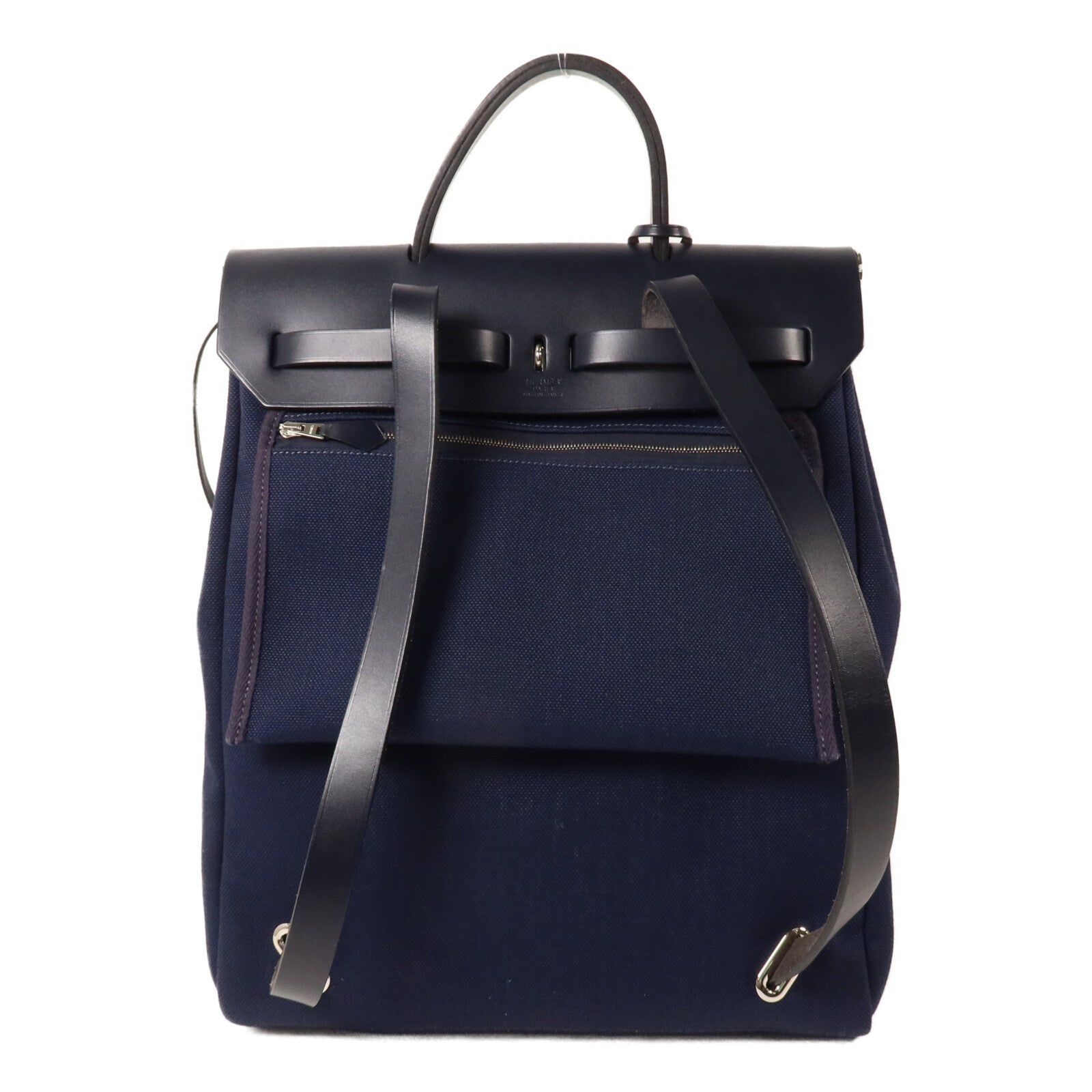 HERMES 帆布Herbag a Dos Zip Retourne Backpack背包Bleu Indigo