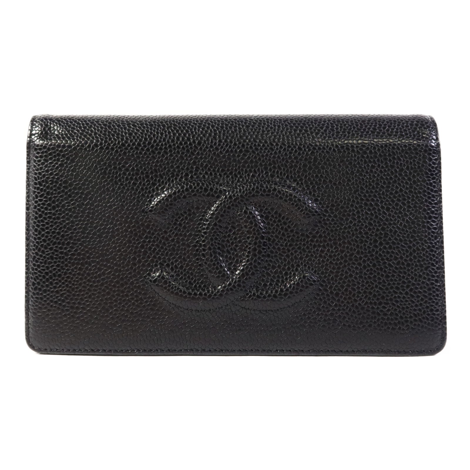 CHANEL 牛皮皮革Long Bifold Wallet銀扣長錢包