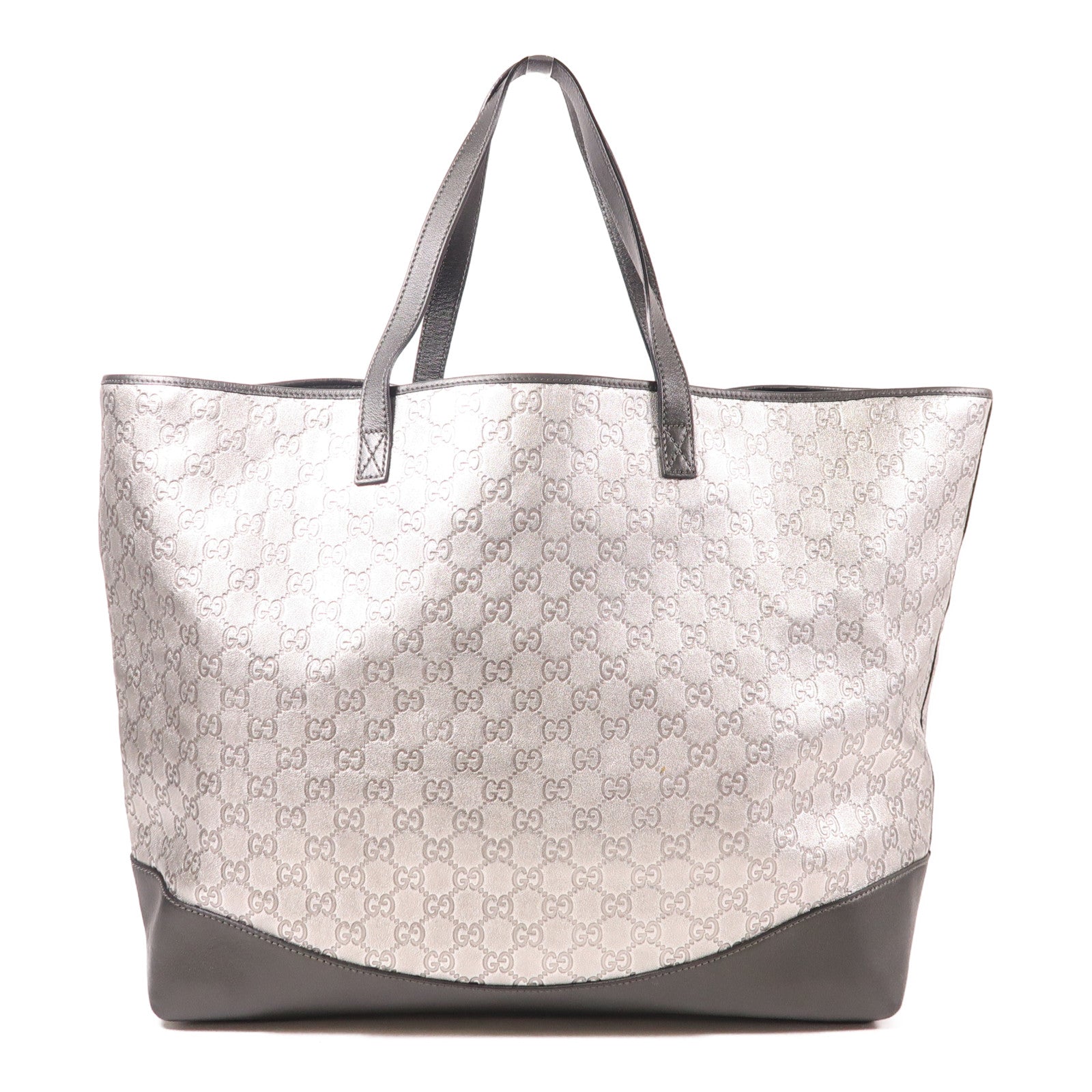 GUCCI GG Shoulder Tote Bag 238695 Calfskin Leather Silver