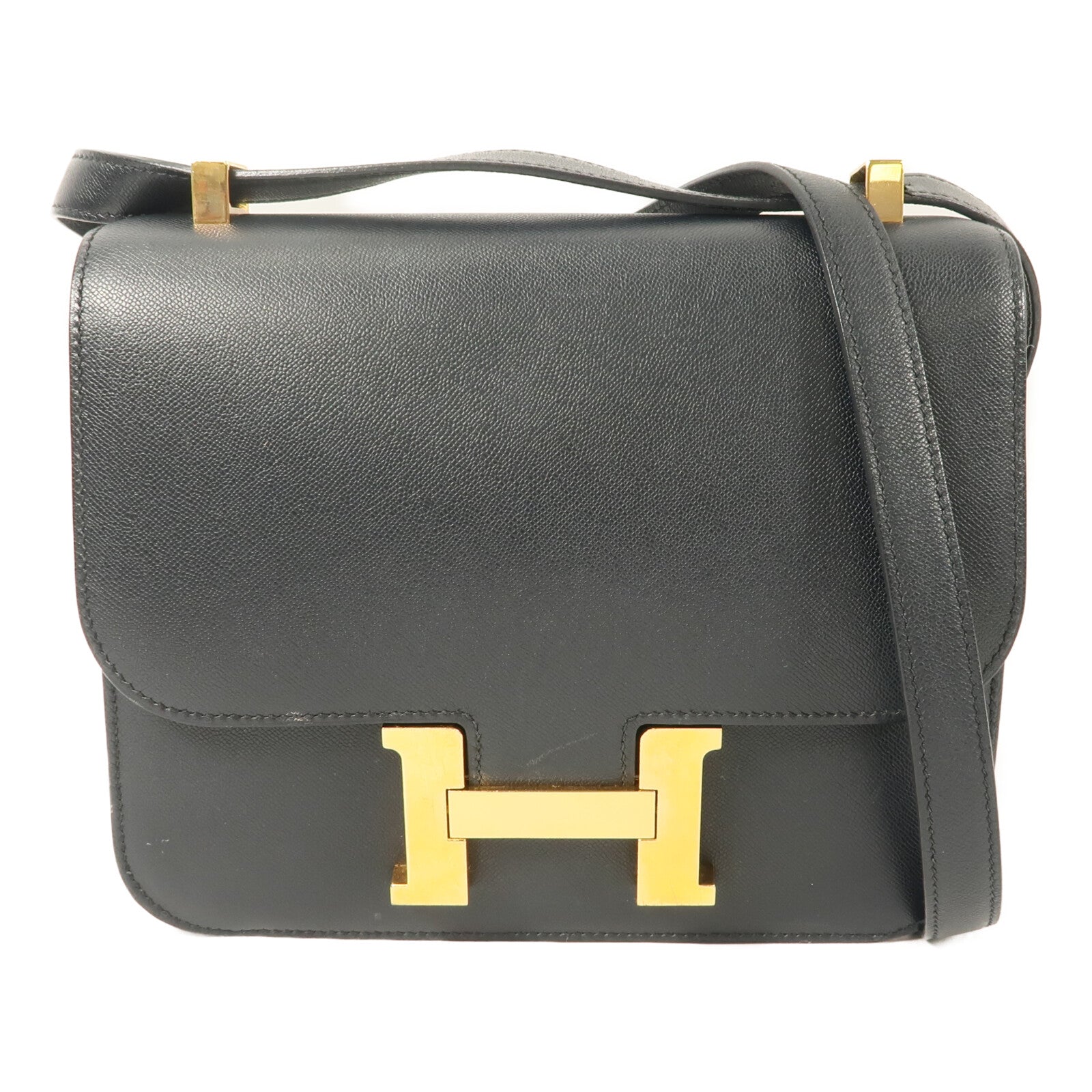 HERMES Epsom皮革Constance 24肩背袋Bleu Nuit