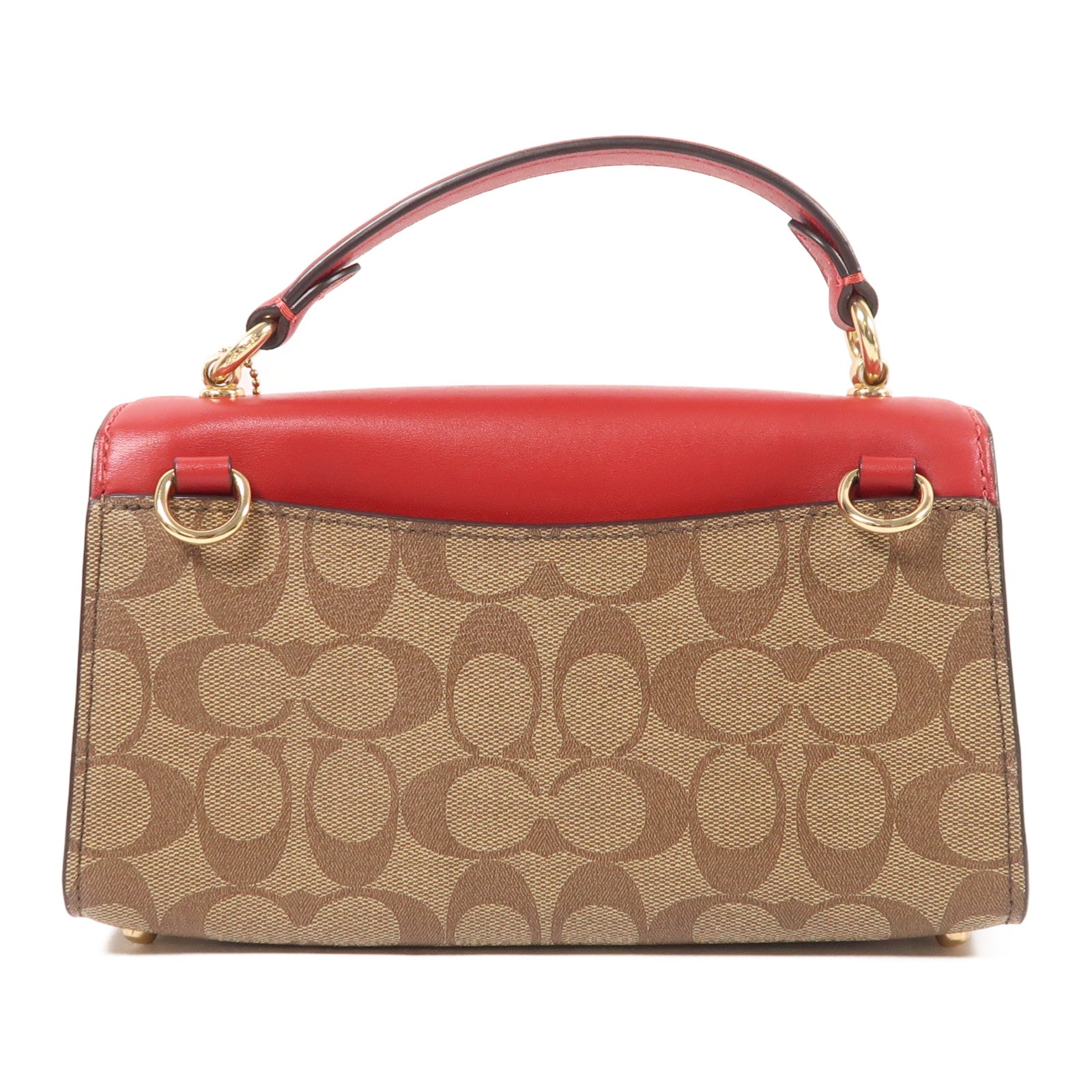 COACH 塗層帆布/皮革Tilly Satchel 23金扣手挽肩背兩用袋